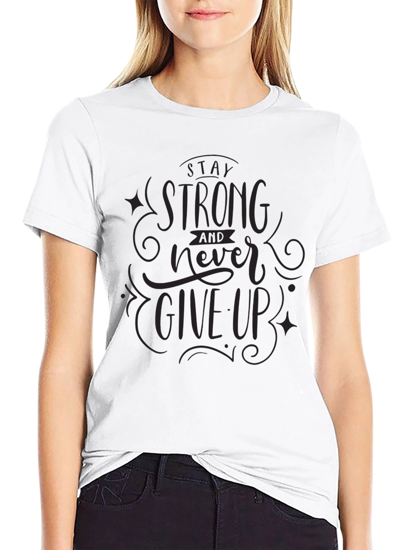 Stay Strong Graphic Tee - Inspirational Mens Black T-Shirt