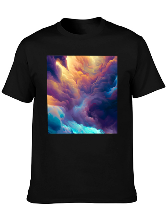 Abstract Cloud Print Black T-Shirt