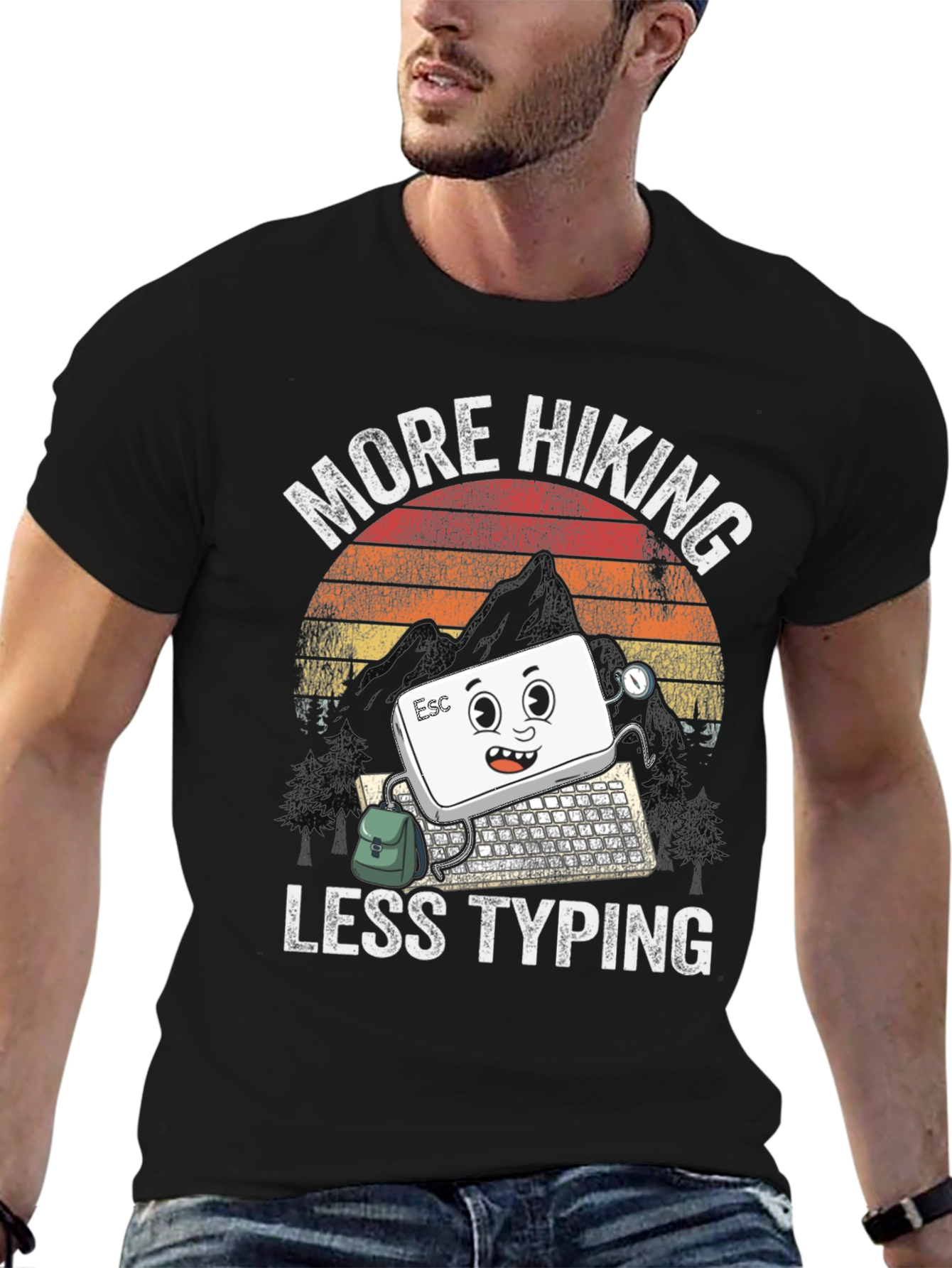 More Hiking Less Typing T-Shirt