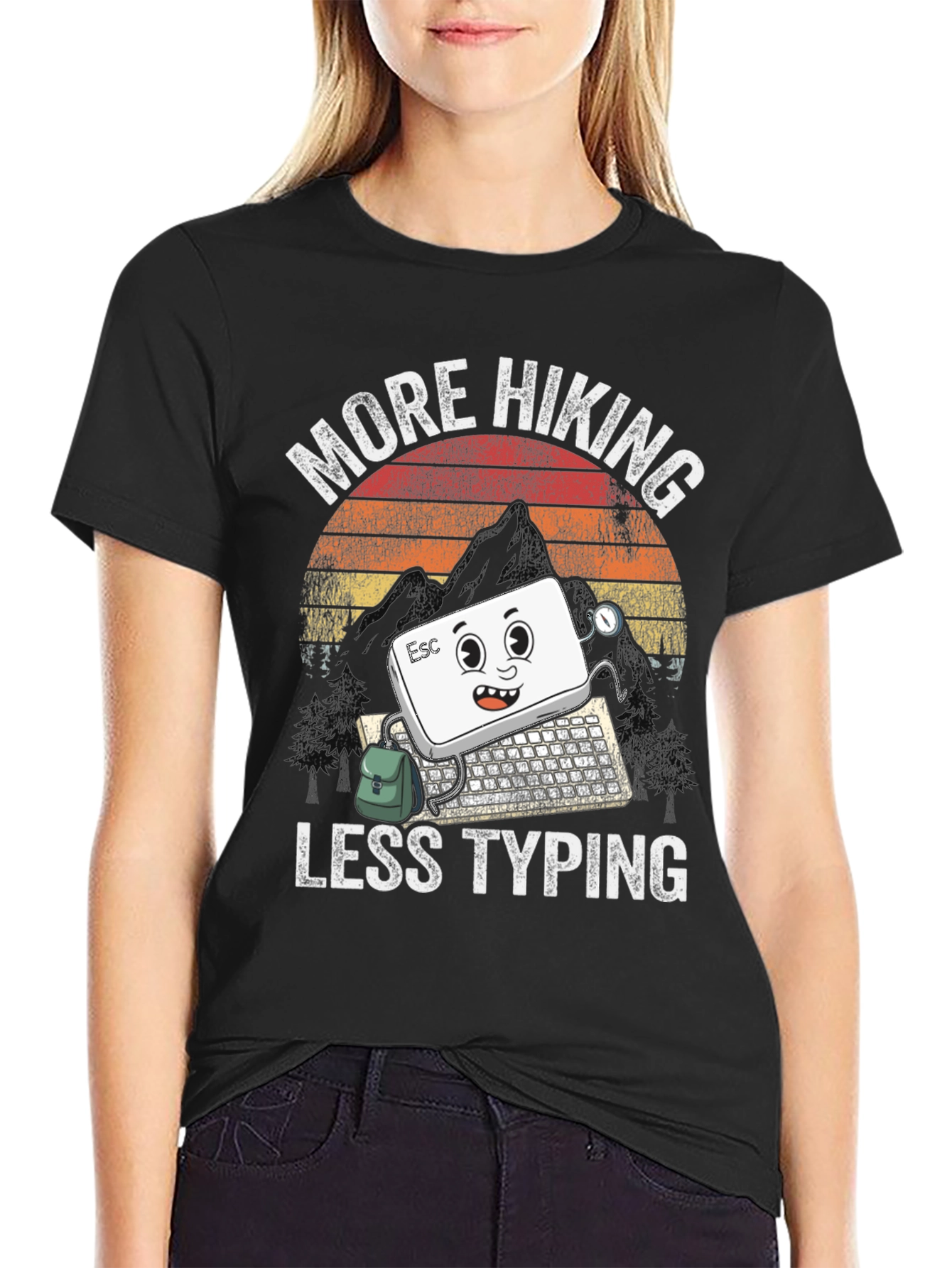 More Hiking Less Typing T-Shirt