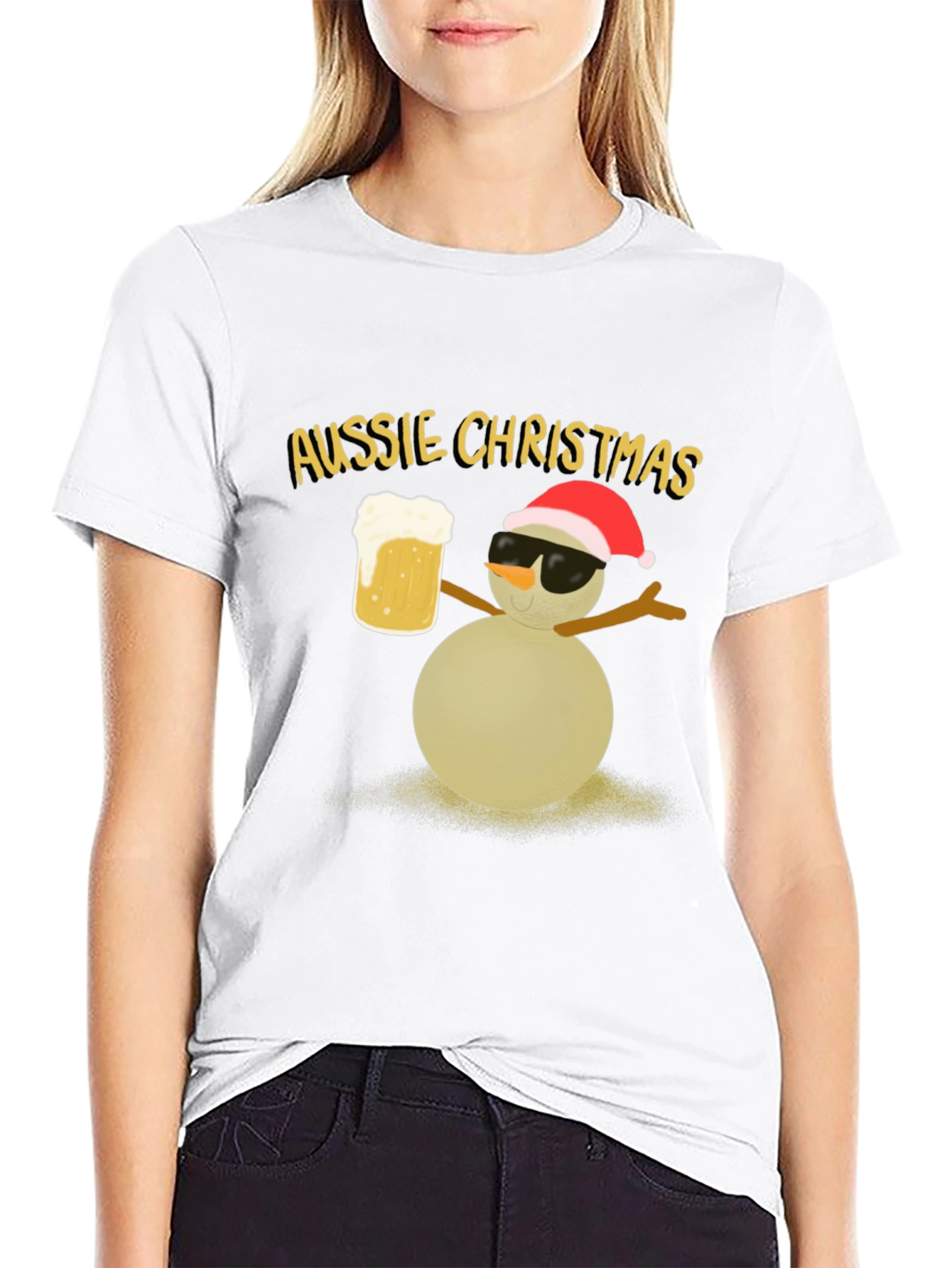 Aussie Christmas Snowman Graphic Tee