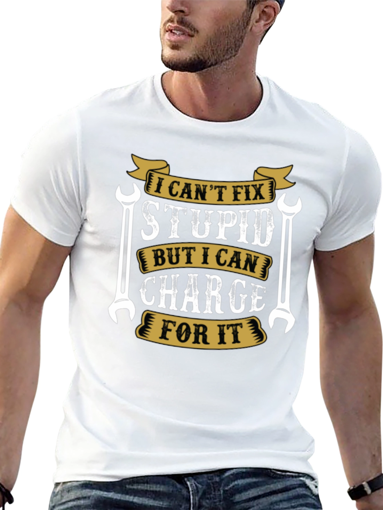 Funny Mechanic T-Shirt - I Cant Fix Stupid