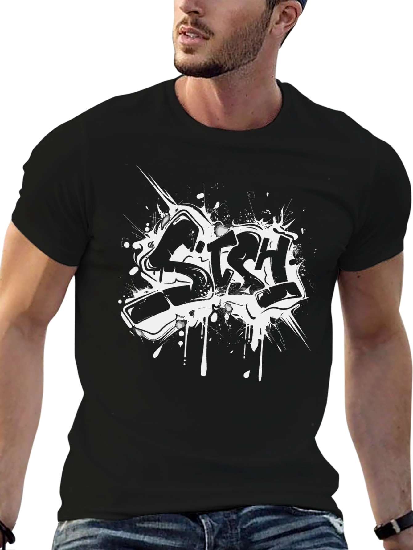 Cool Black T-Shirt with Graffiti Design