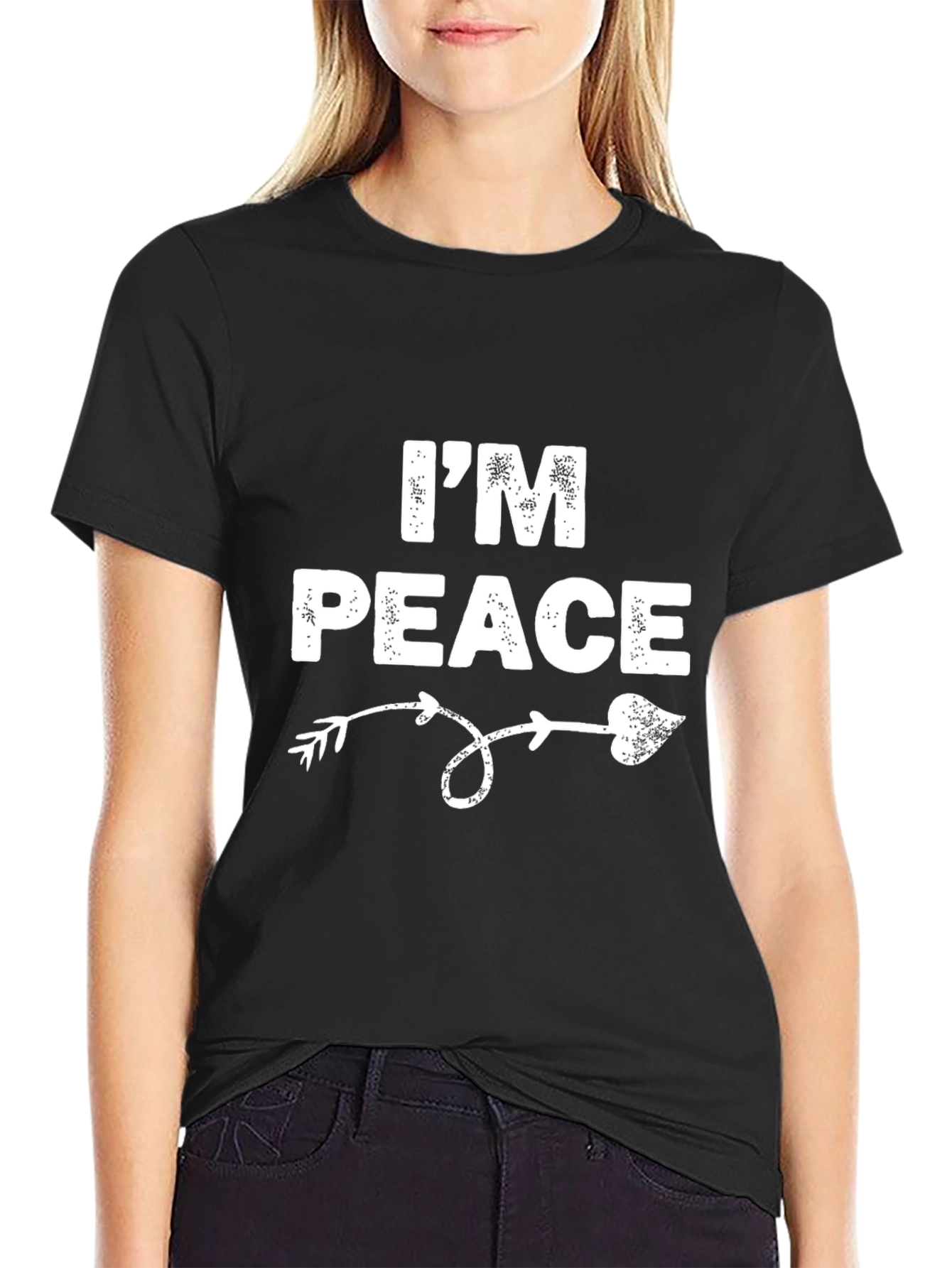 Im Peace - Arrow Heart Graphic Black T-Shirt