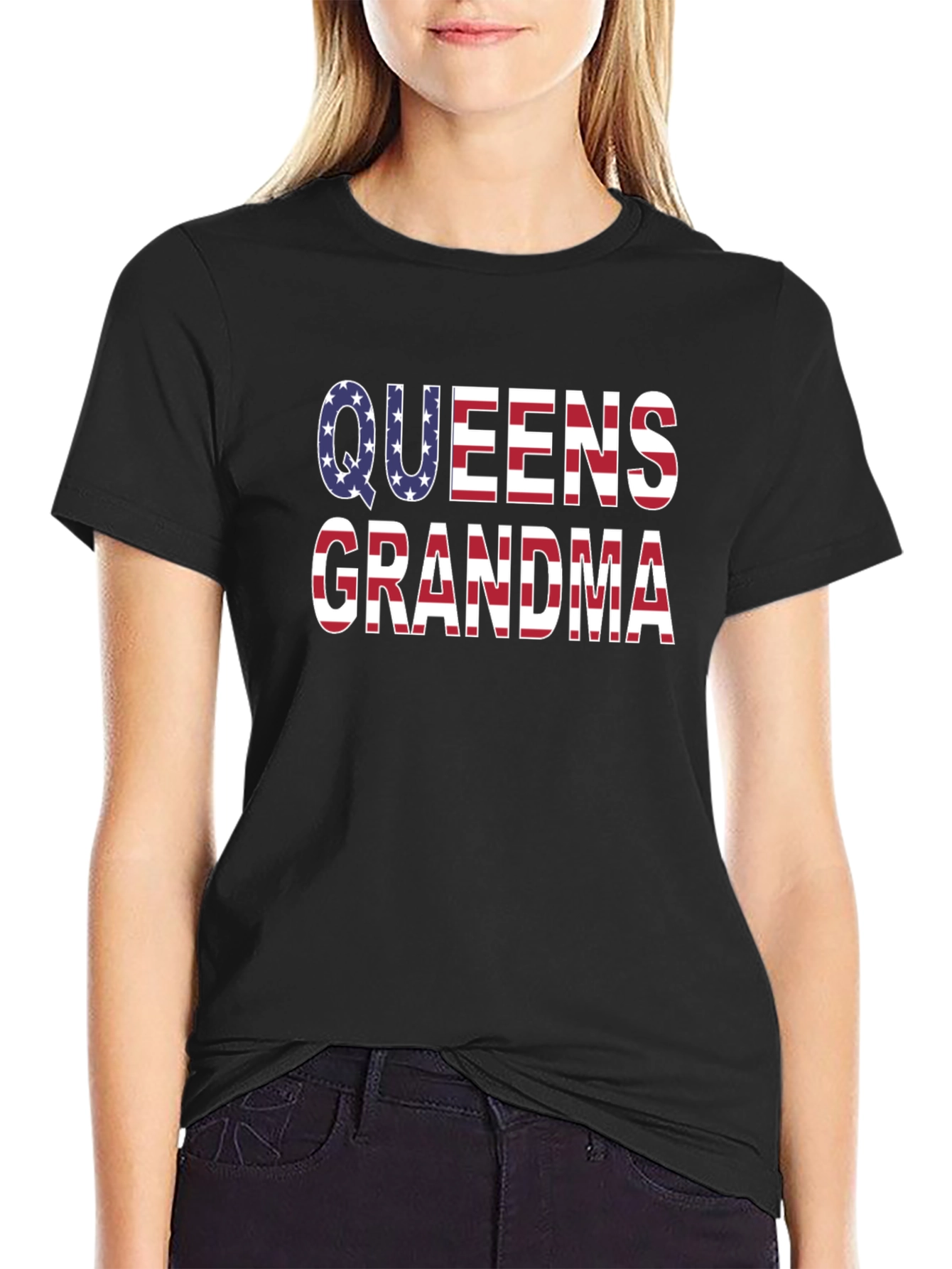 Queens Grandma USA Flag Patriotic Graphic T-Shirt