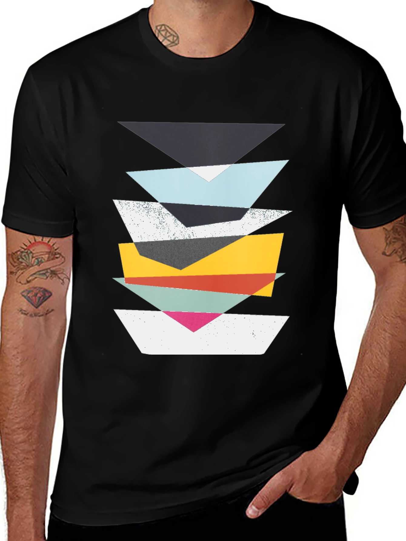 Geometric Stack T-Shirt - Modern Art Tee