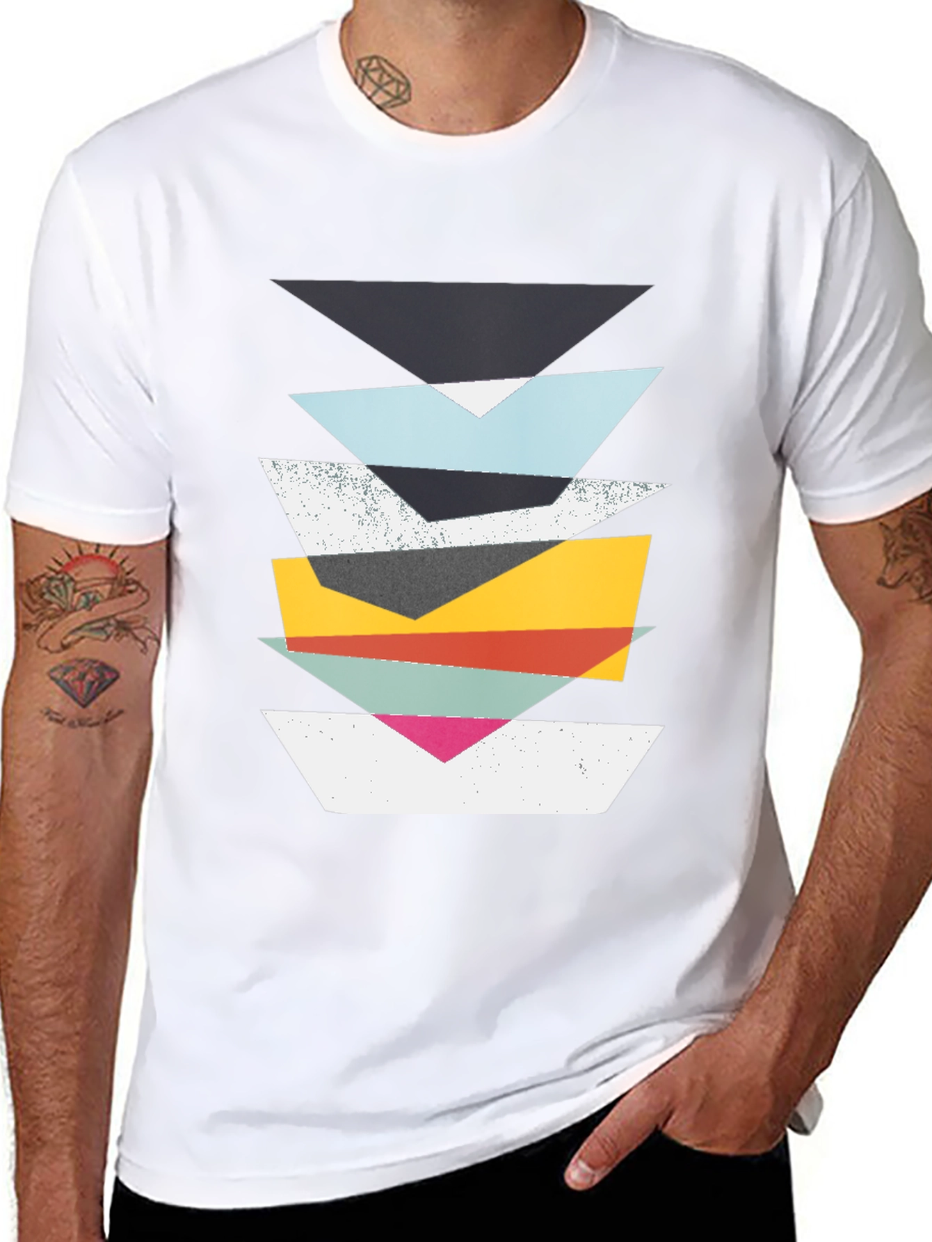 Geometric Stack T-Shirt - Modern Art Tee