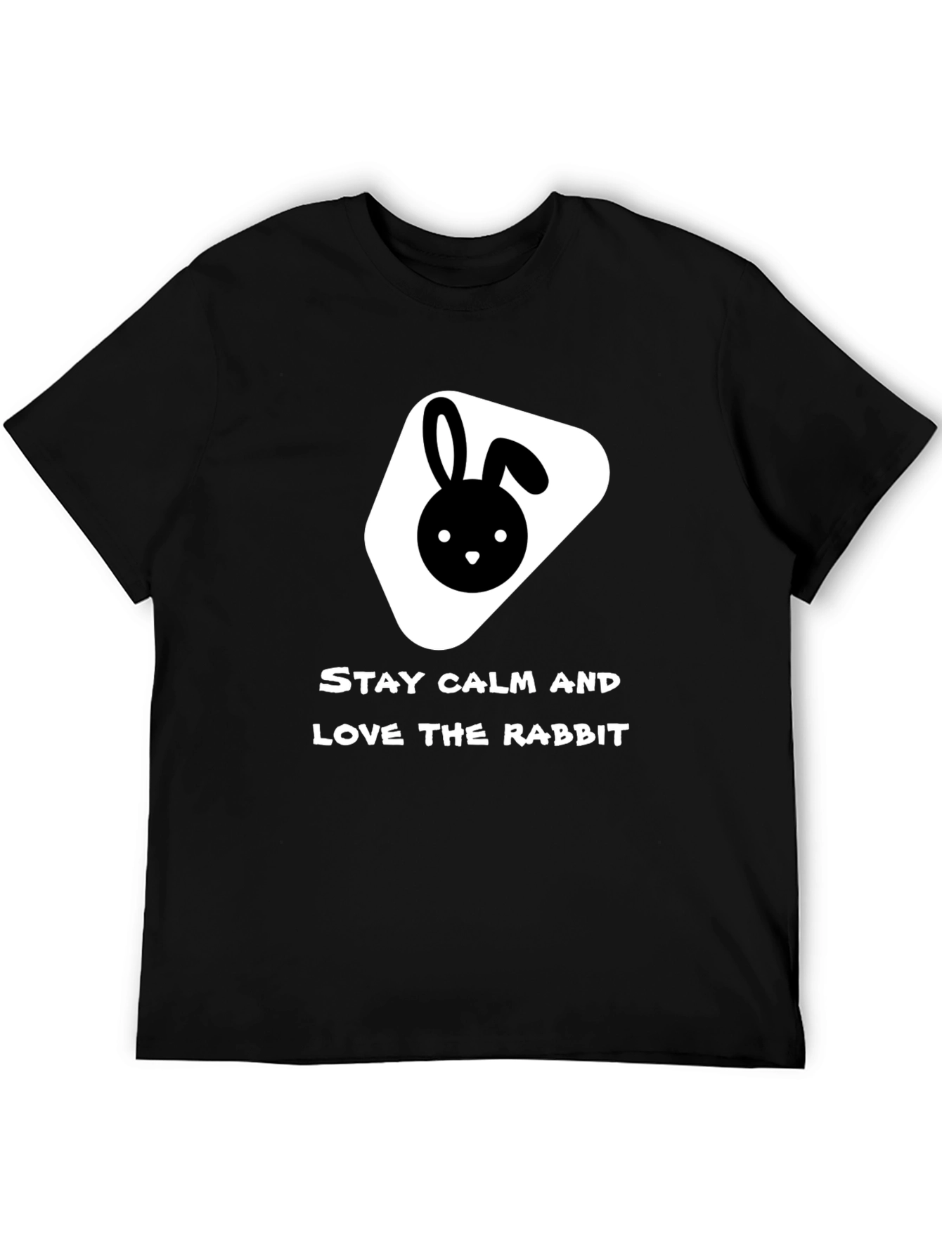 Stay Calm Love Rabbit Black T-Shirt