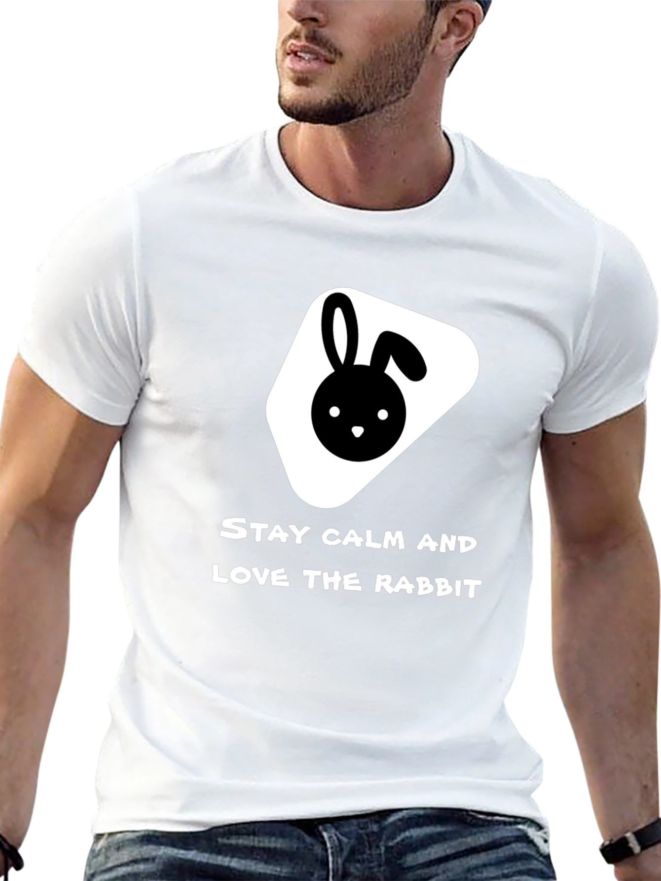 Stay Calm Love Rabbit Black T-Shirt