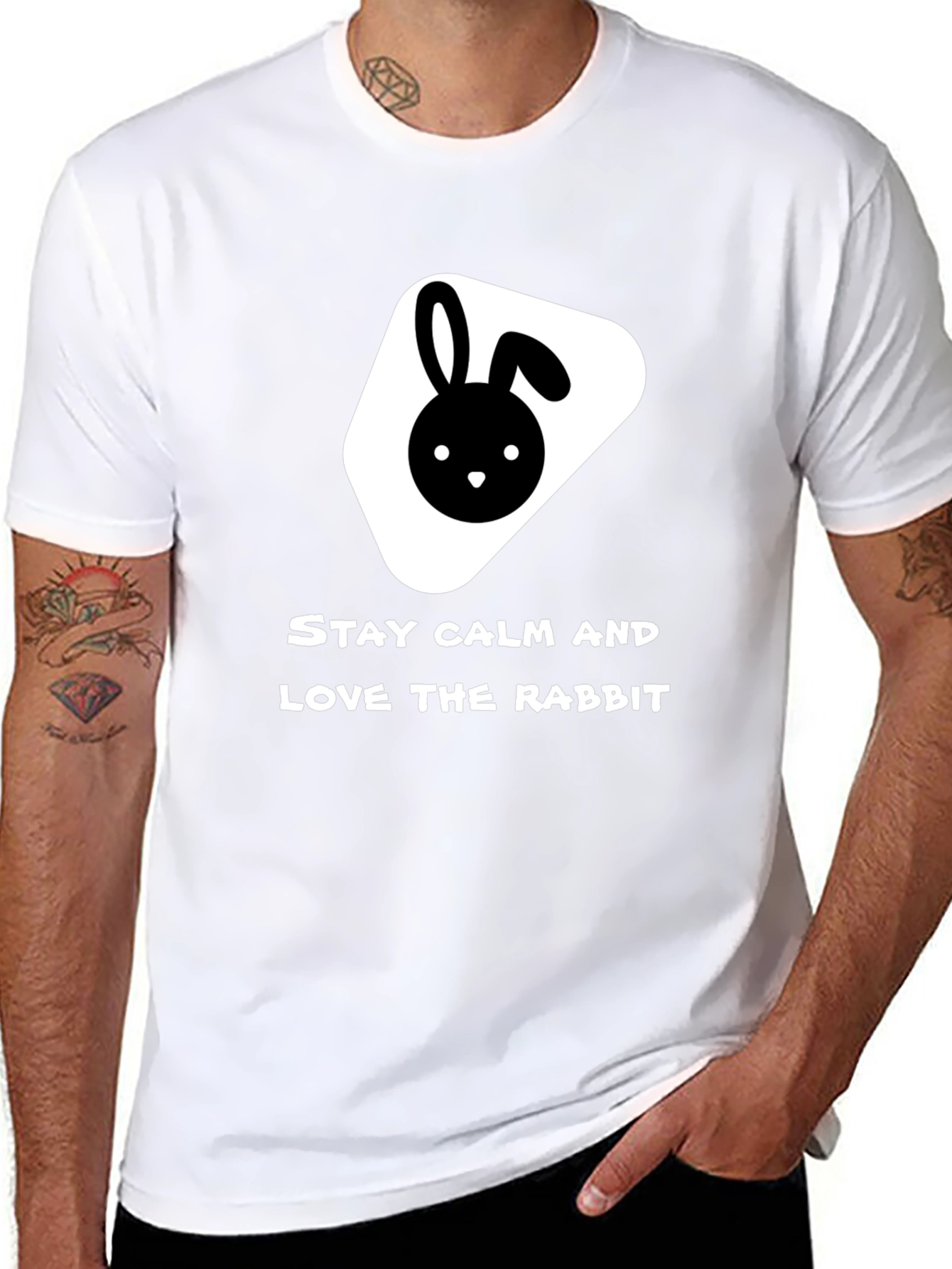 Stay Calm Love Rabbit Black T-Shirt