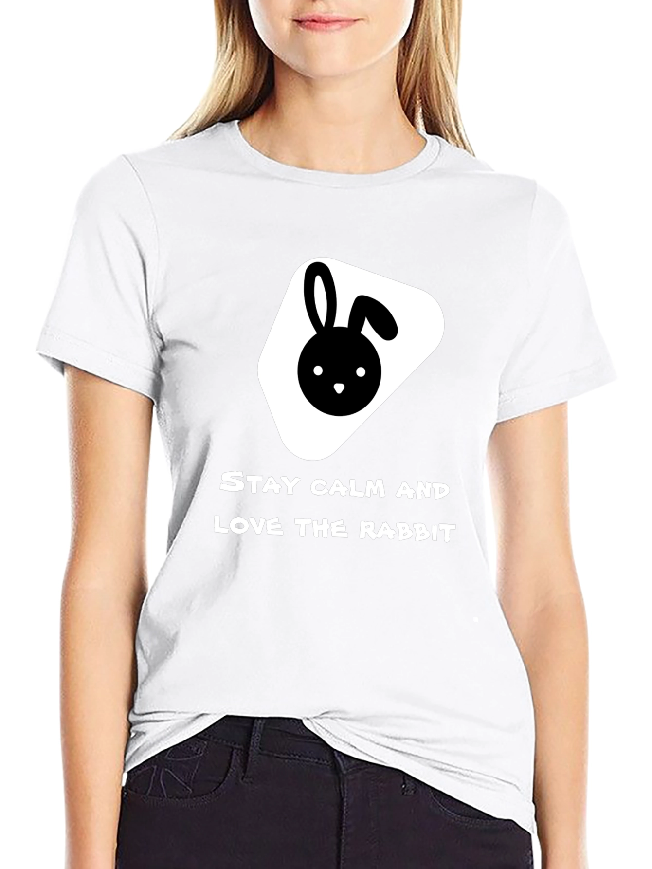 Stay Calm Love Rabbit Black T-Shirt