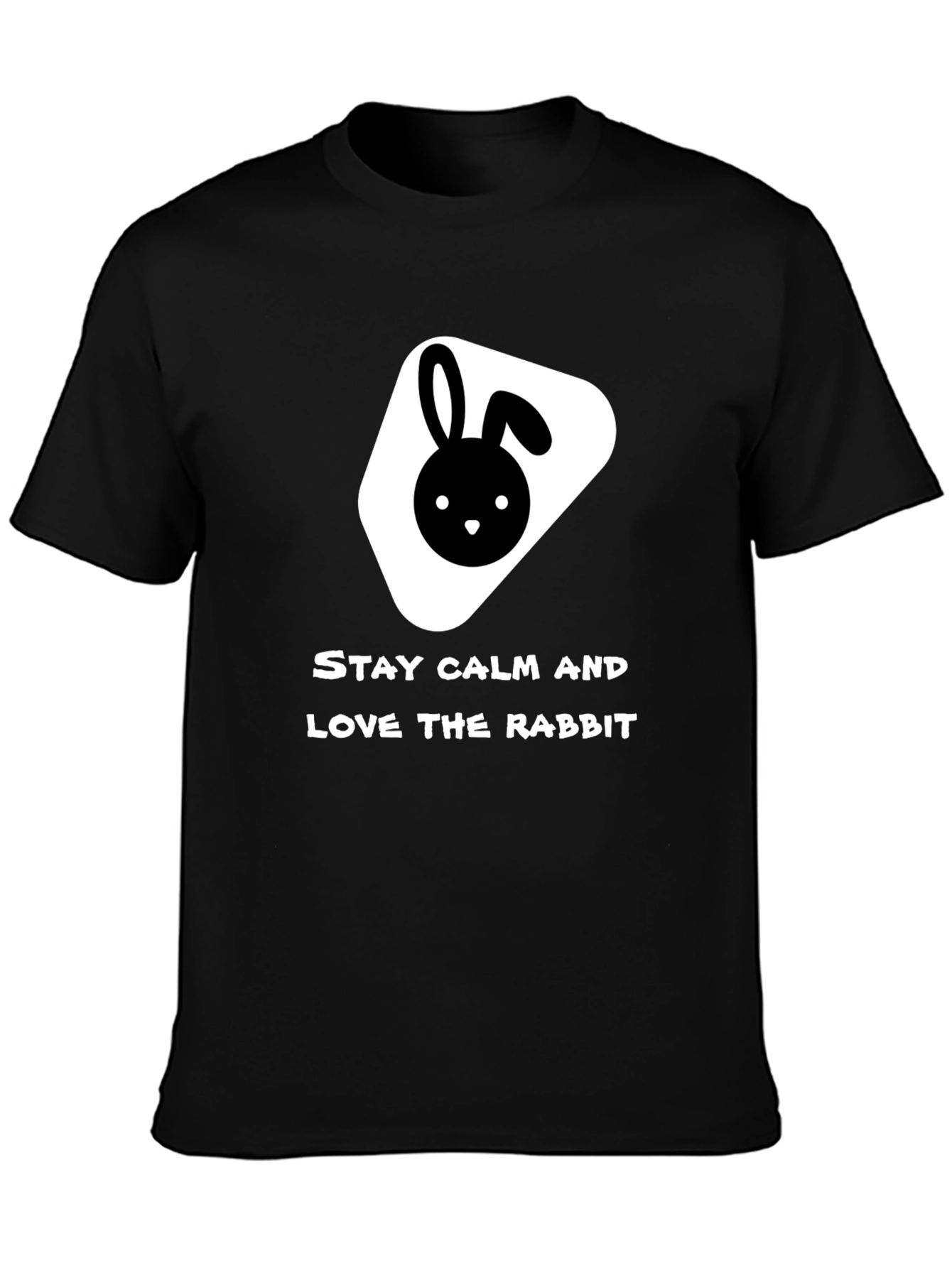 Stay Calm Love Rabbit Black T-Shirt