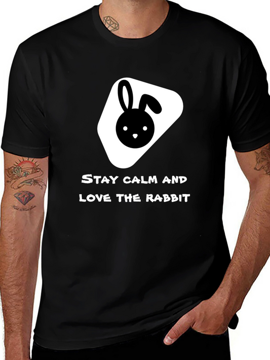 Stay Calm Love Rabbit Black T-Shirt