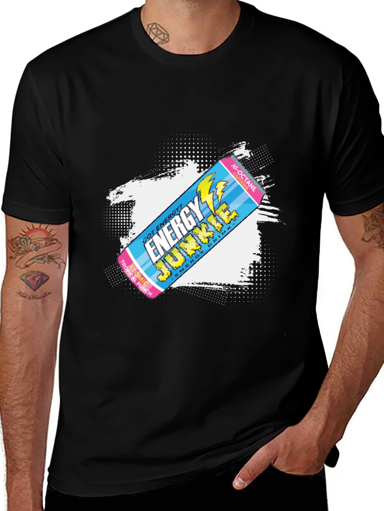 Energy Junkie Graphic Tee - Retro Style Black T-Shirt