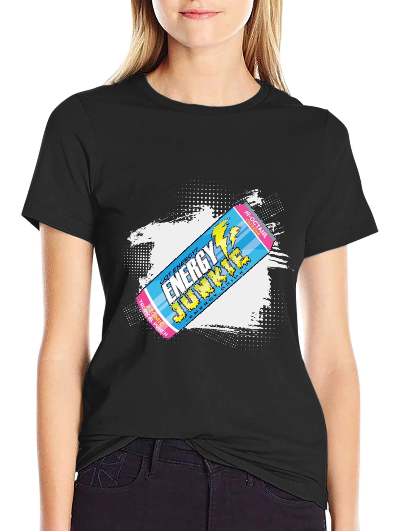 Energy Junkie Graphic Tee - Retro Style Black T-Shirt