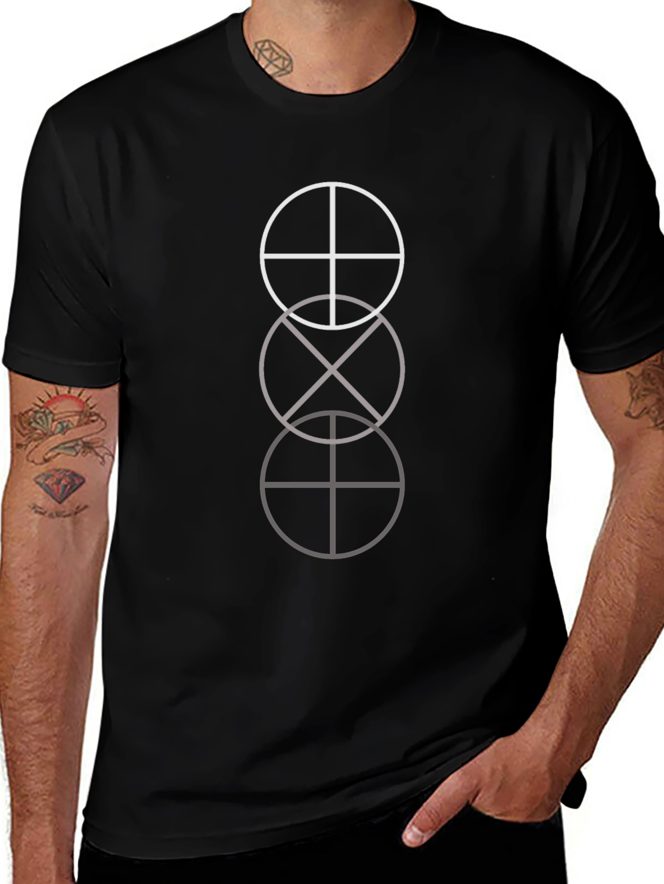 Geometric Symbol T-Shirt - Casual Black Tee