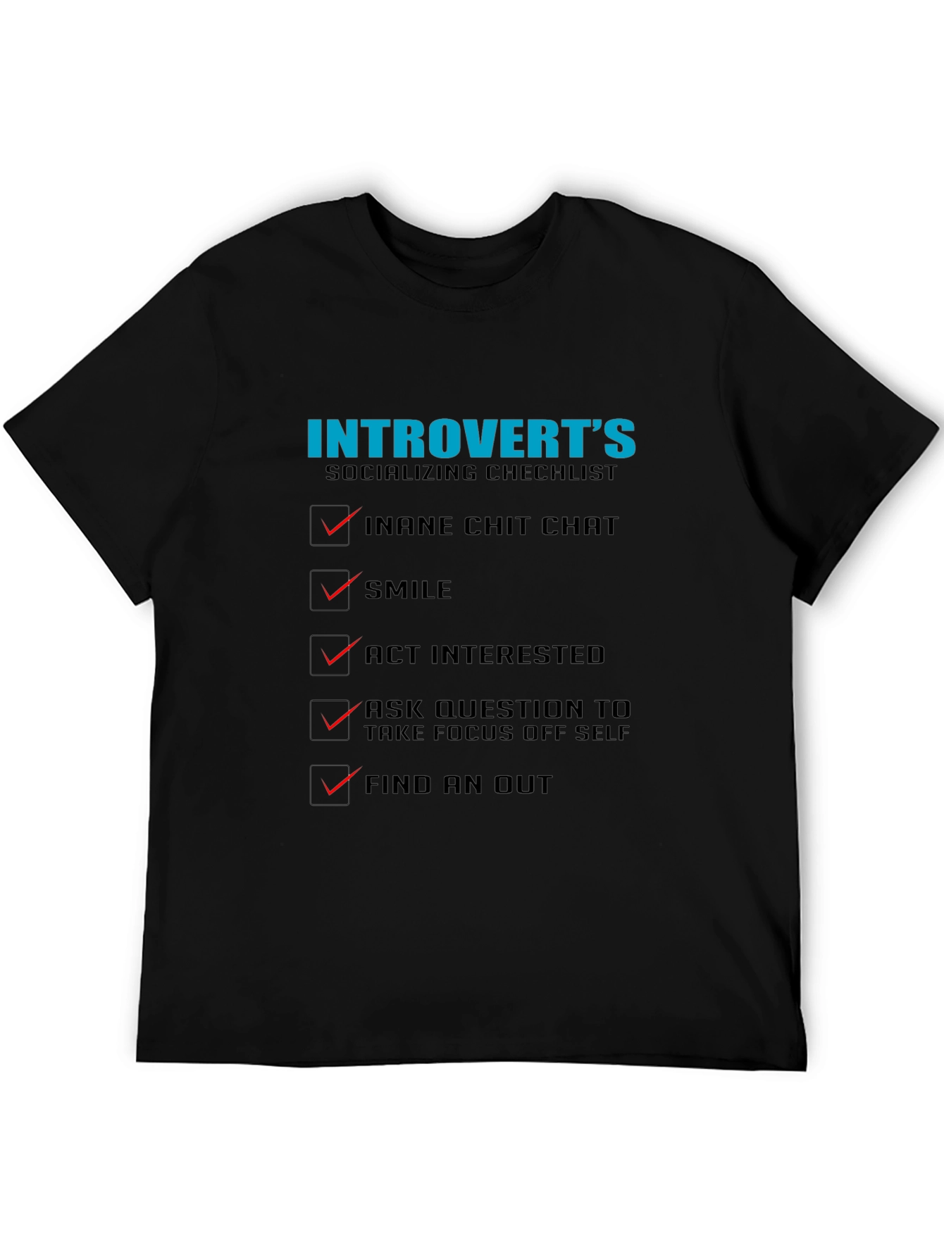 Introverts Socializing Checklist Graphic Tee