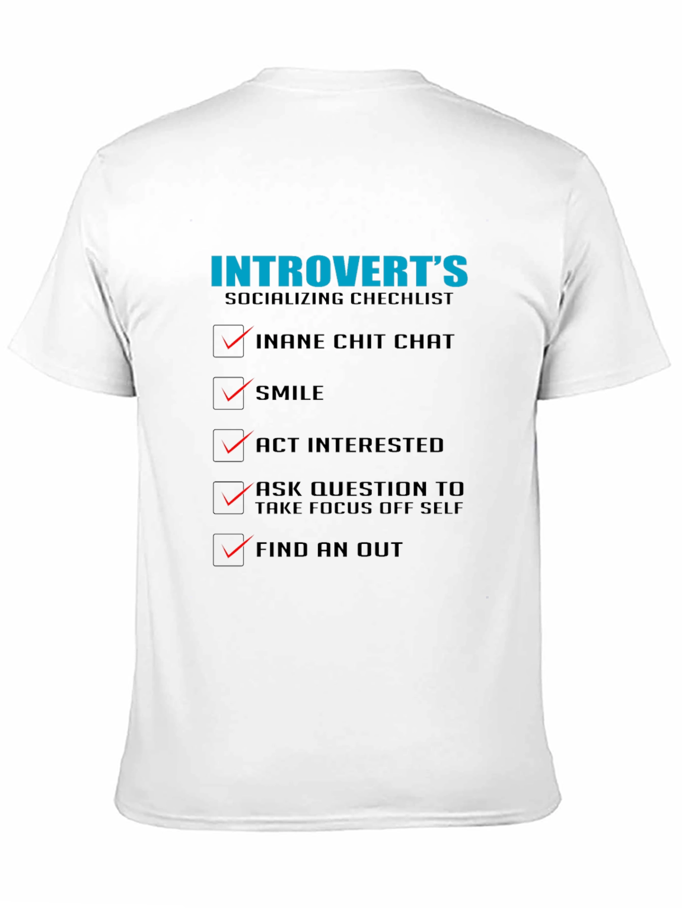 Introverts Socializing Checklist Graphic Tee