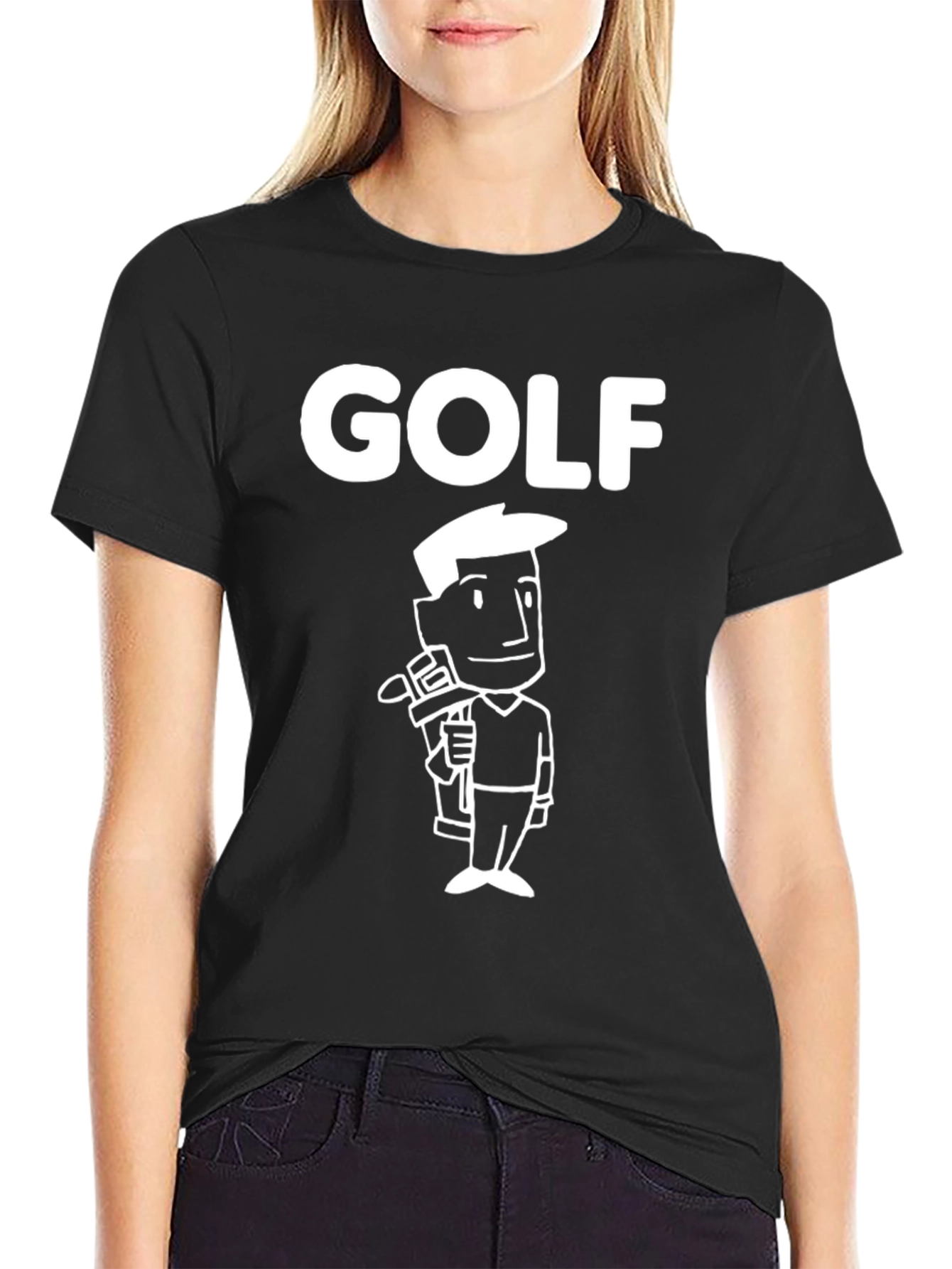 Golf Cartoon Graphic T-Shirt - Black