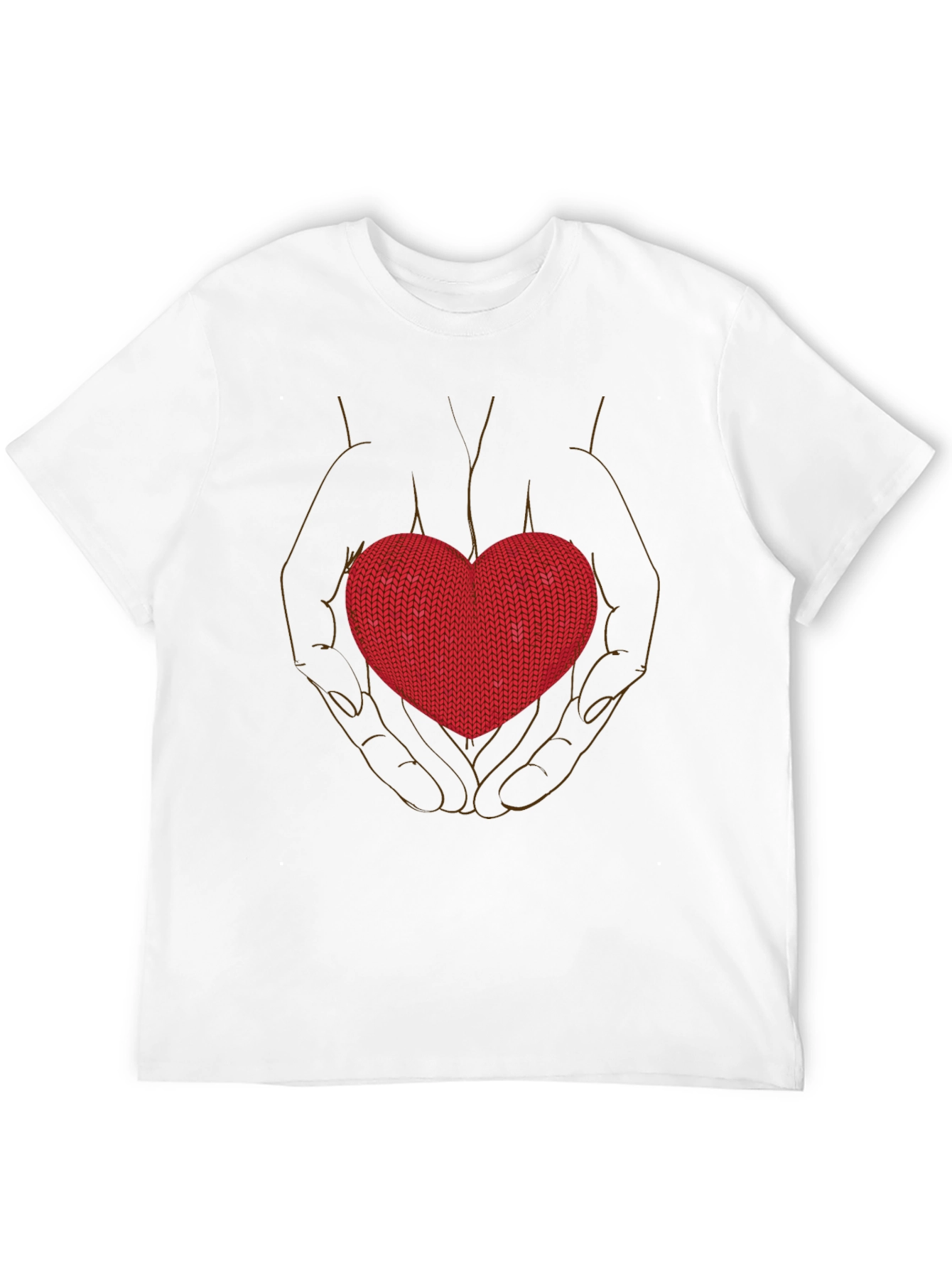 Heart in Hands Graphic Tee - Black Crew Neck