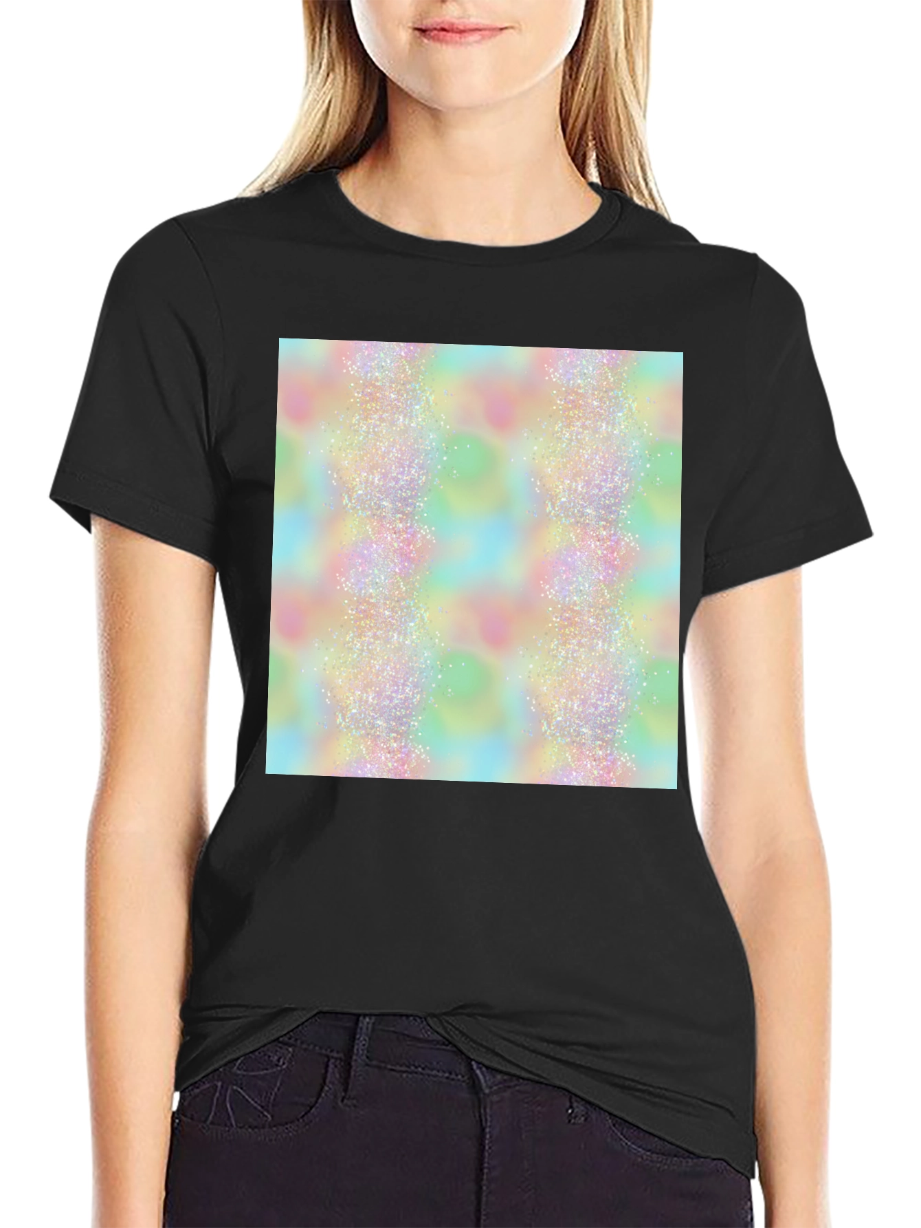 Sparkle Pattern Black T-Shirt