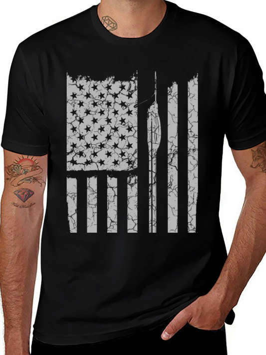 Distressed American Flag Spear Fishing T-Shirt