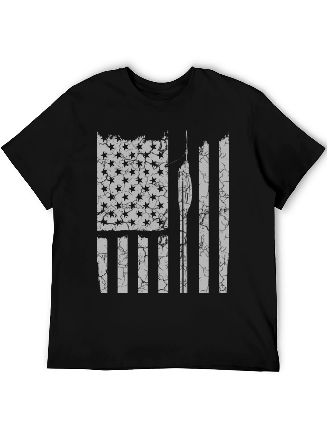 Distressed American Flag Spear Fishing T-Shirt