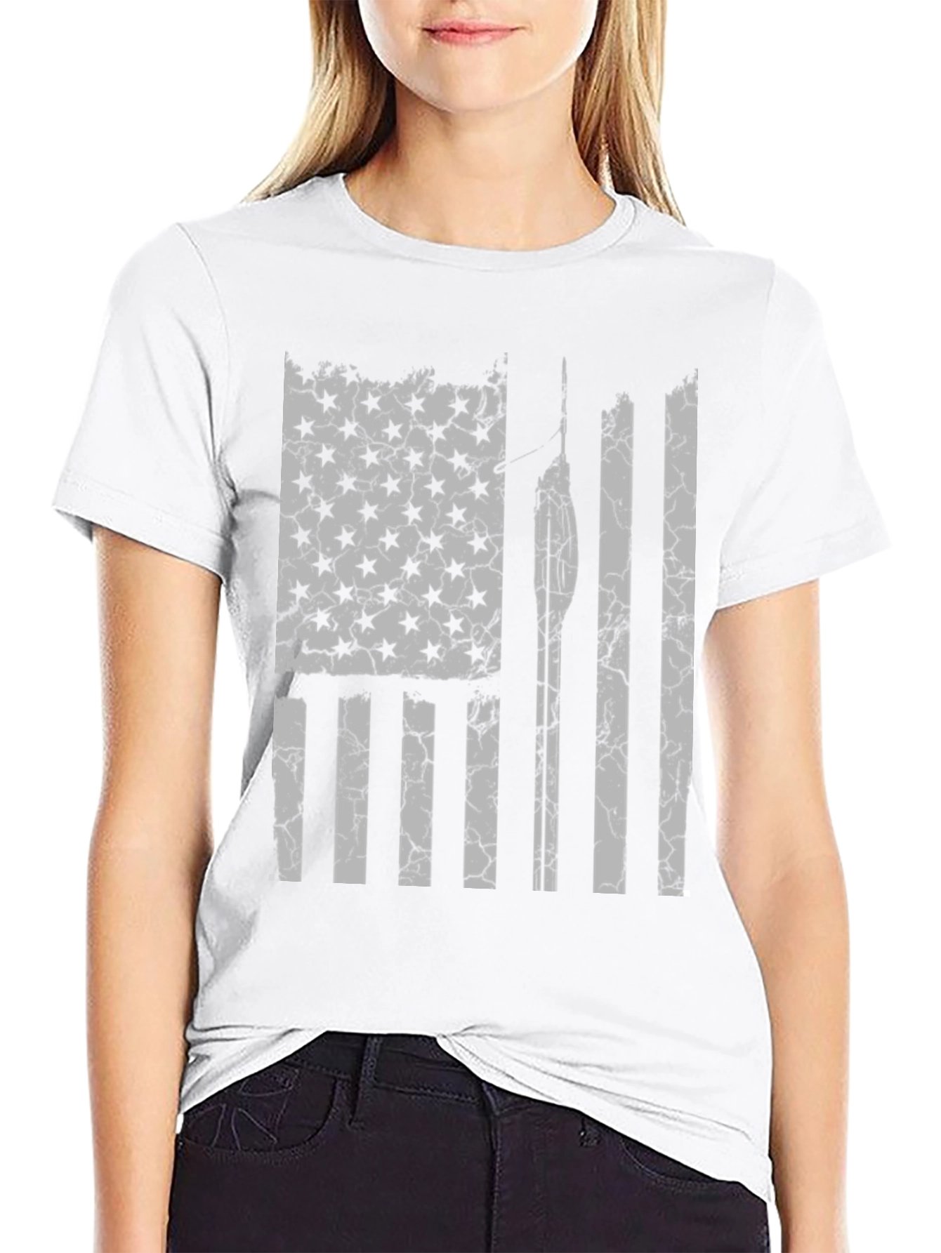 Distressed American Flag Spear Fishing T-Shirt