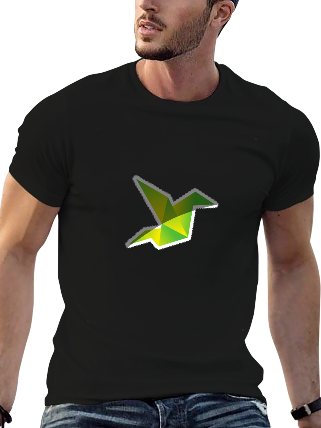 Geometric Origami Bird Graphic T-Shirt