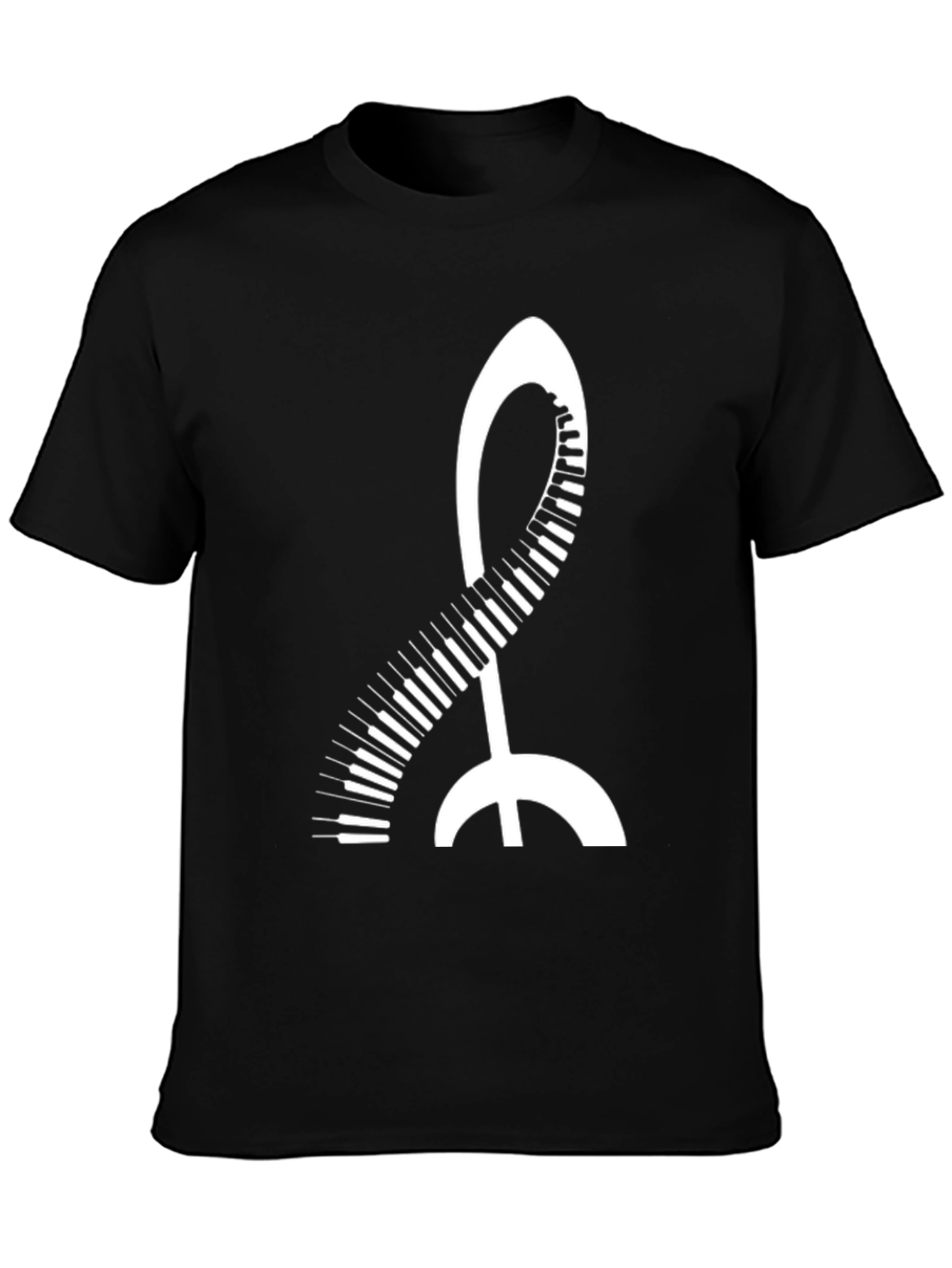Music Treble Clef Piano Keys Black T-Shirt