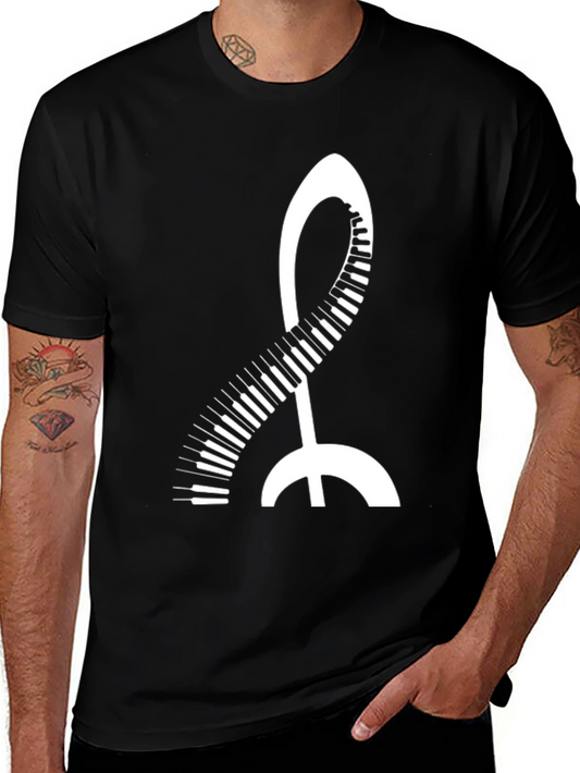 Music Treble Clef Piano Keys Black T-Shirt