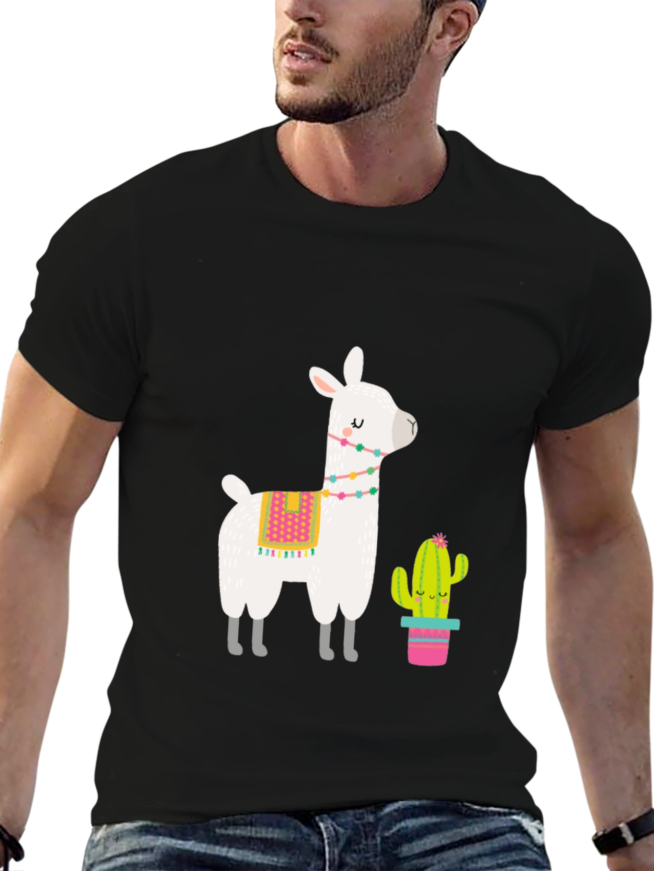 Llama & Cactus Graphic Tee - Black