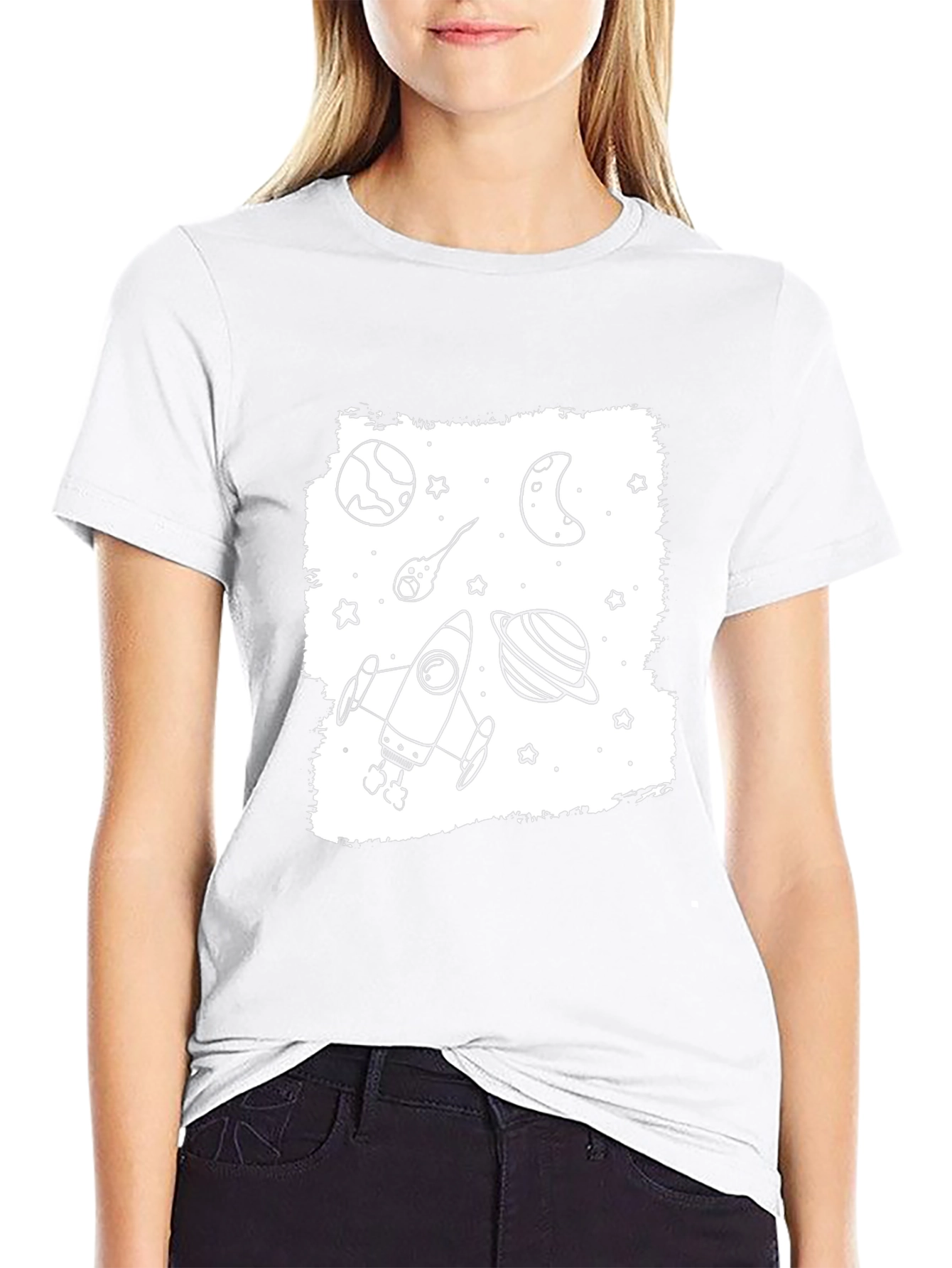 Space Doodle Graphic Black T-Shirt
