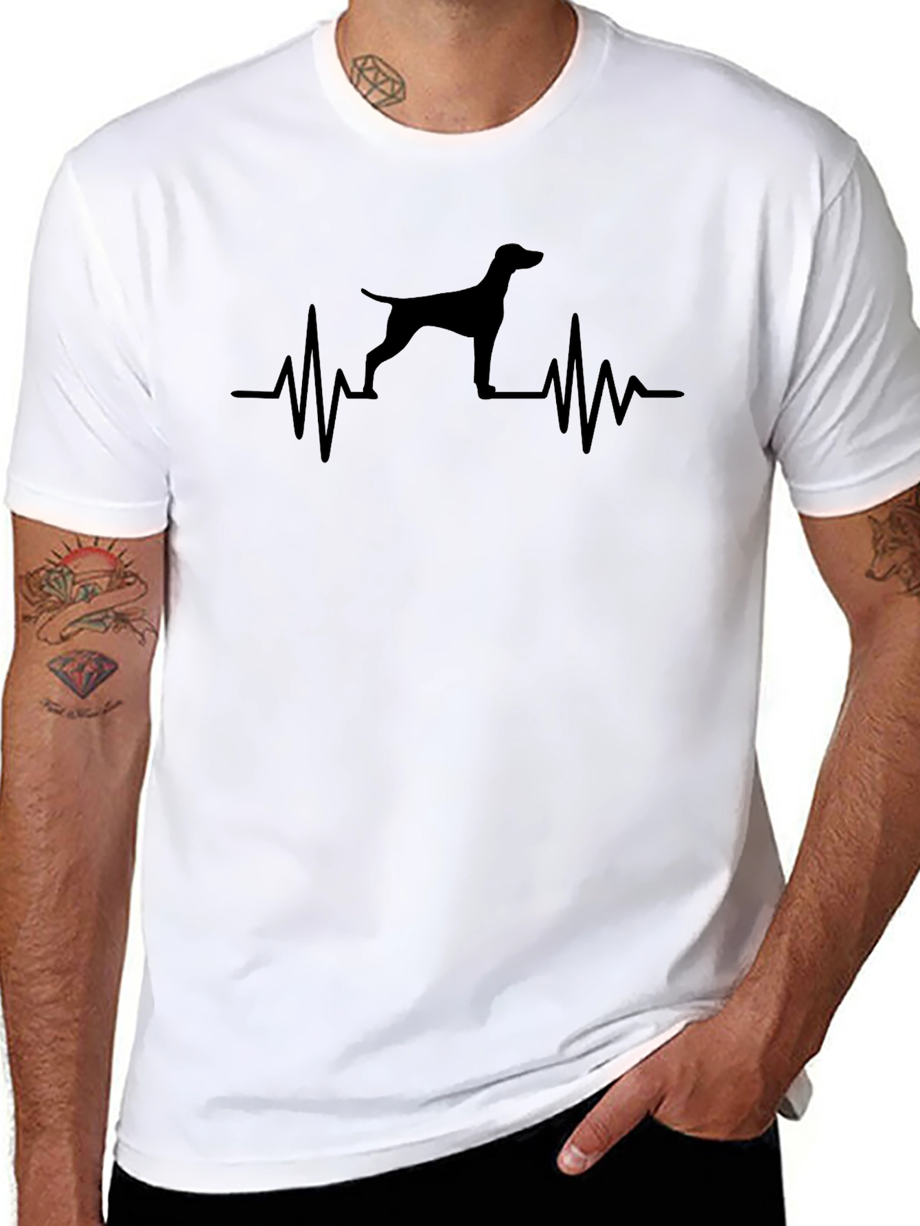 Dog Heartbeat Graphic T-Shirt - Black