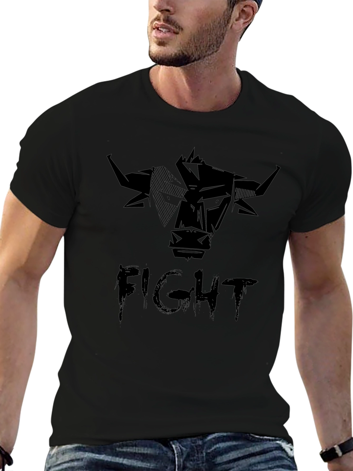 Fight Bull Graphic Tee - Bold Black T-Shirt