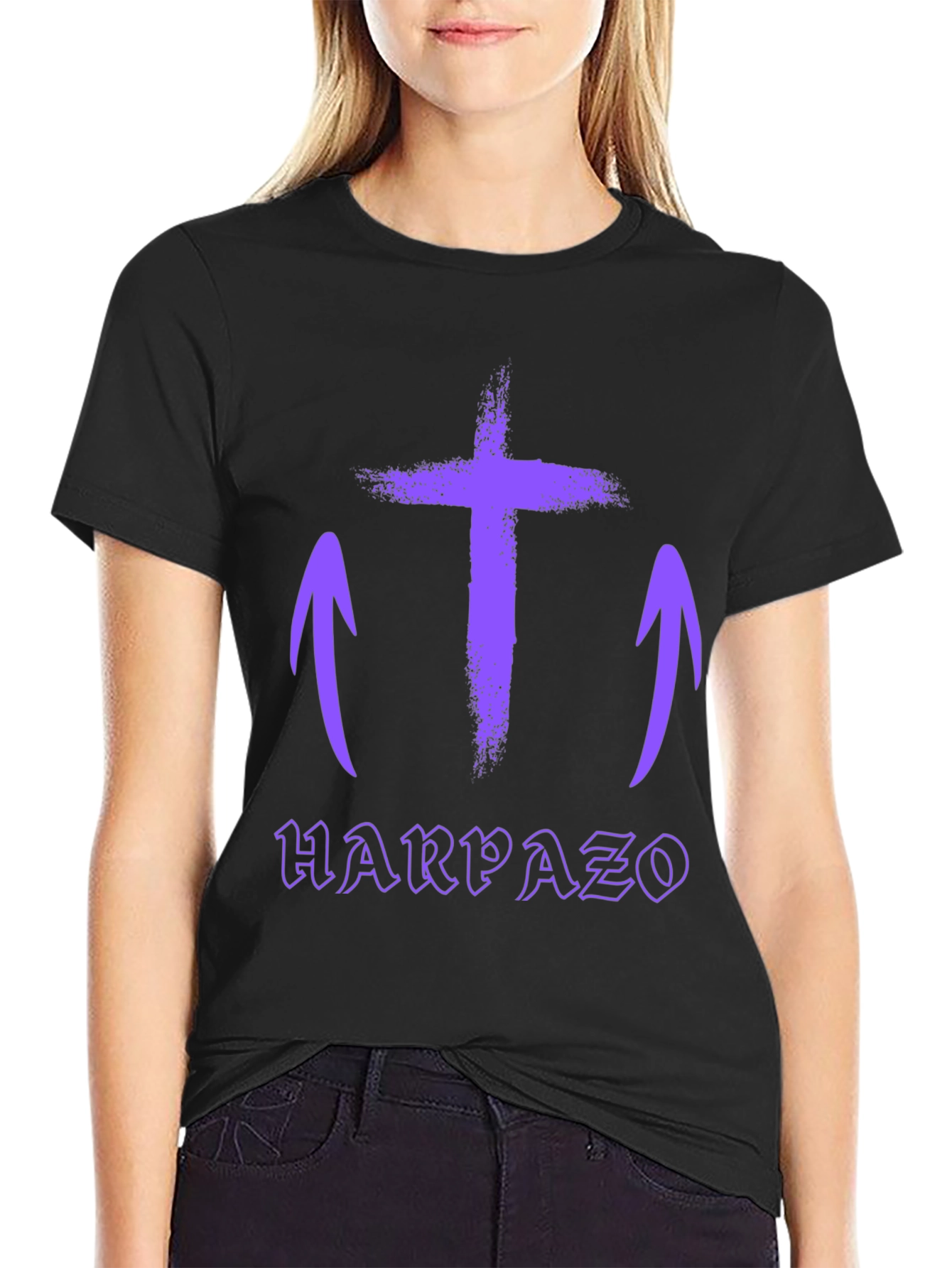 Grunge Cross Graphic Tee - Harpaso Black T-Shirt
