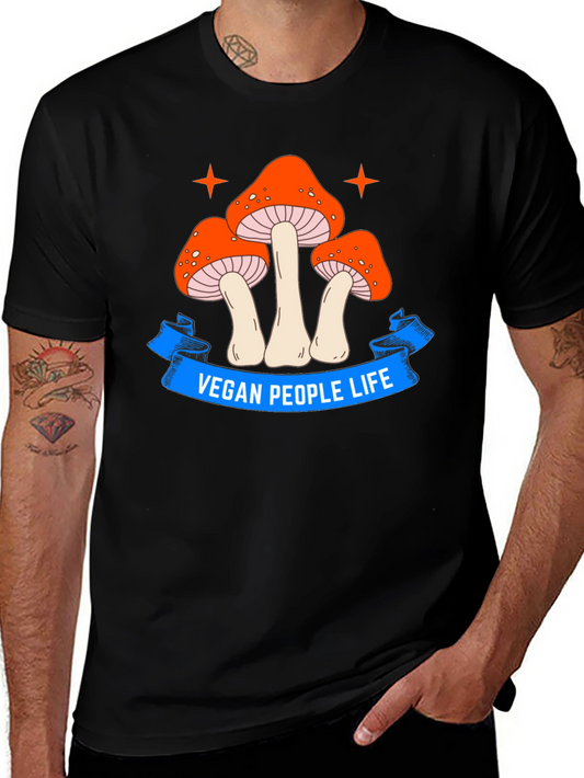 Vegan Life Mushroom Graphic T-Shirt