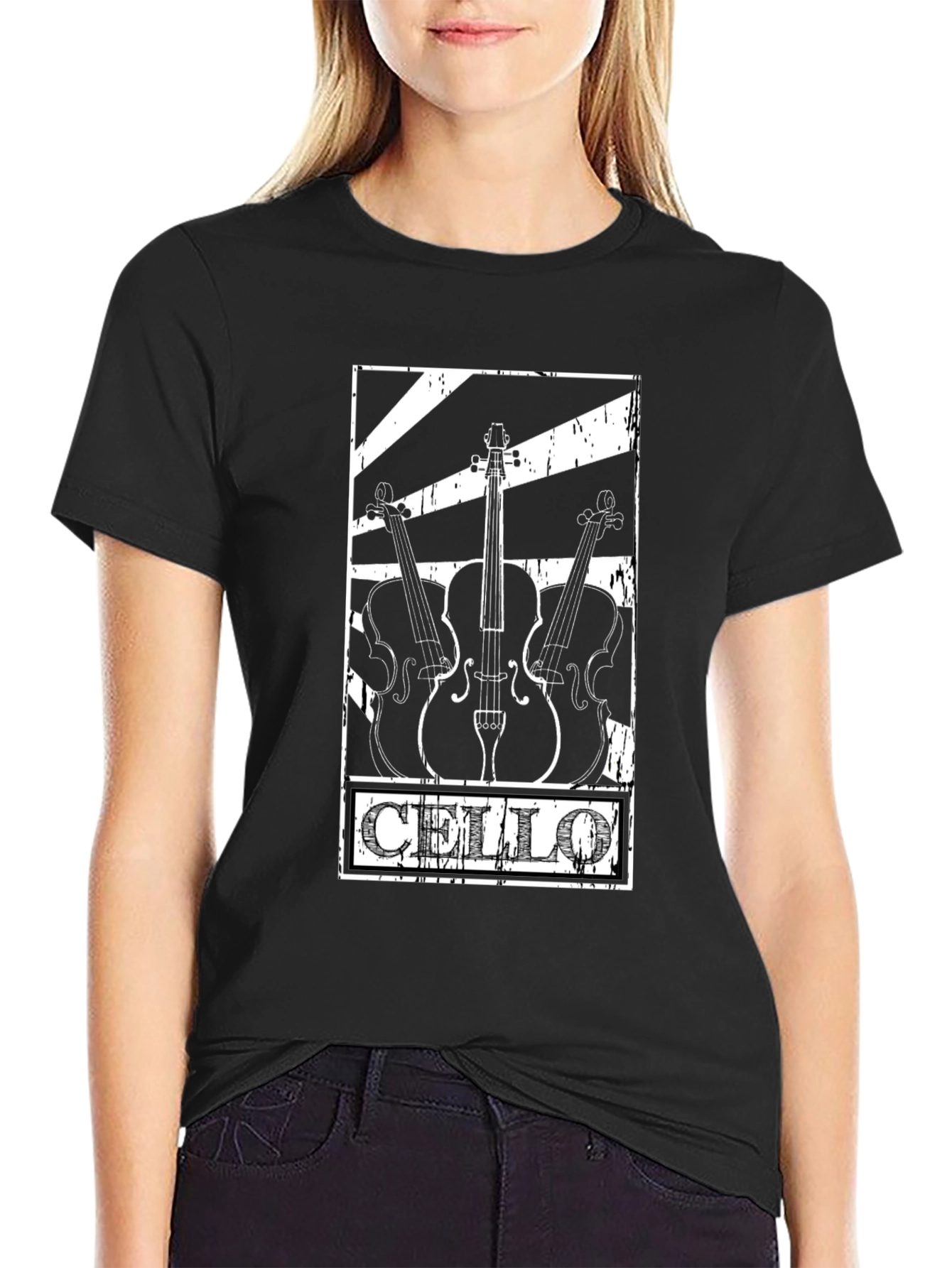 Cello Music T-Shirt Black Graphic Tee