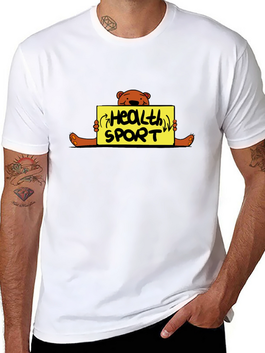 Health Sport Bear Graphic T-Shirt - Black Unisex