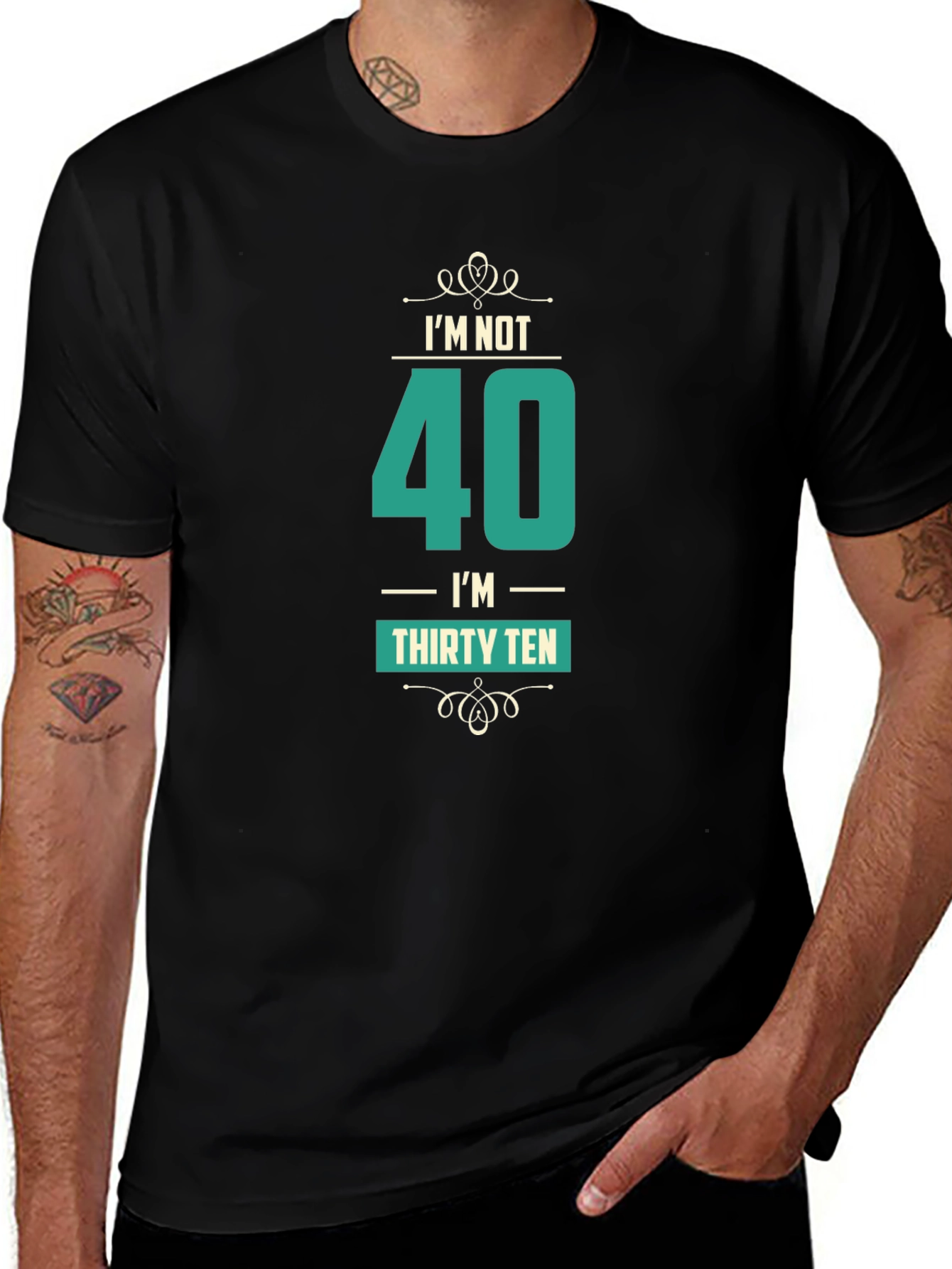 Funny 40th Birthday T-Shirt Thirty Ten Black Cotton