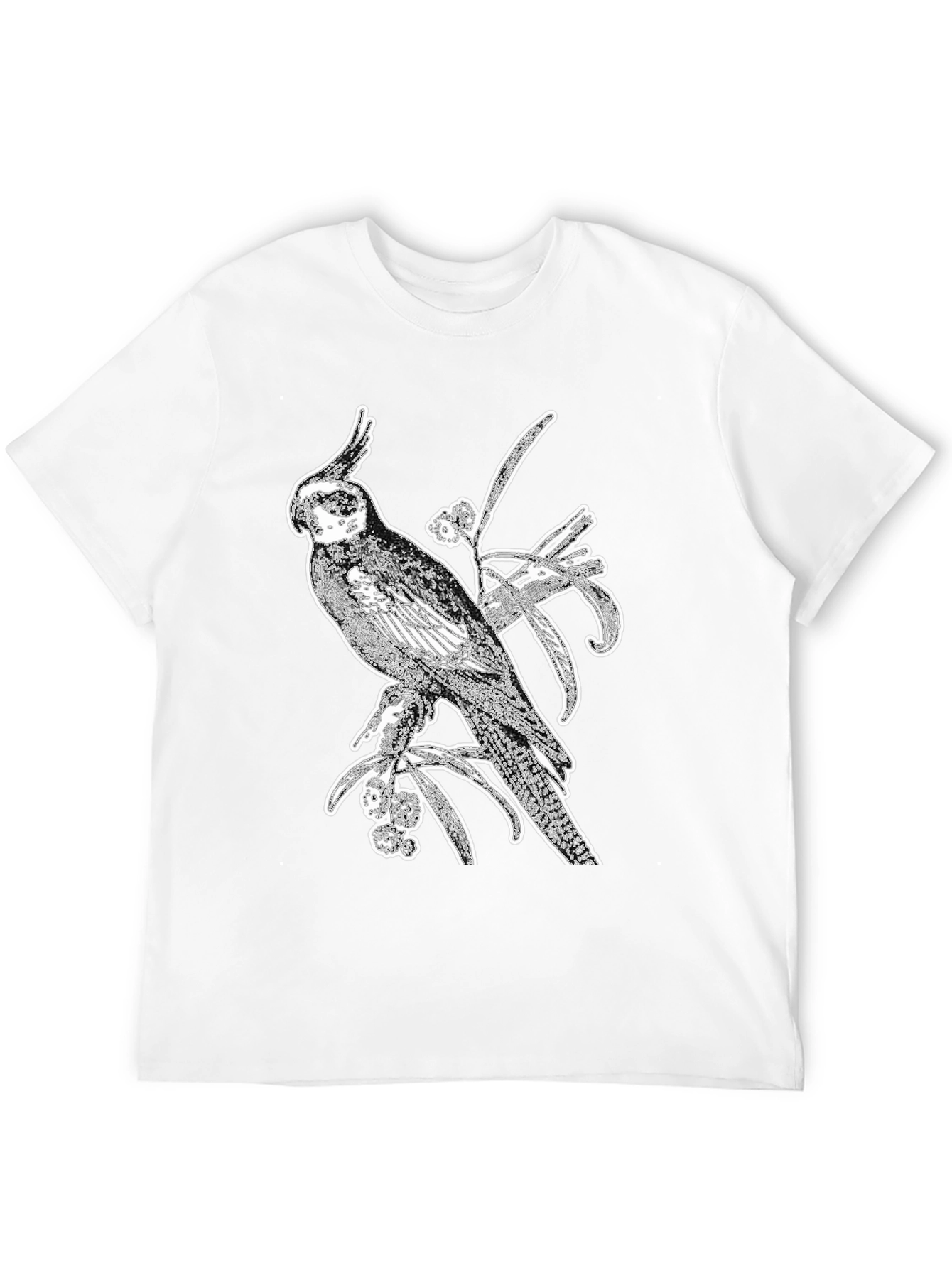 Cockatiel Graphic Tee - Black Cotton Bird Shirt