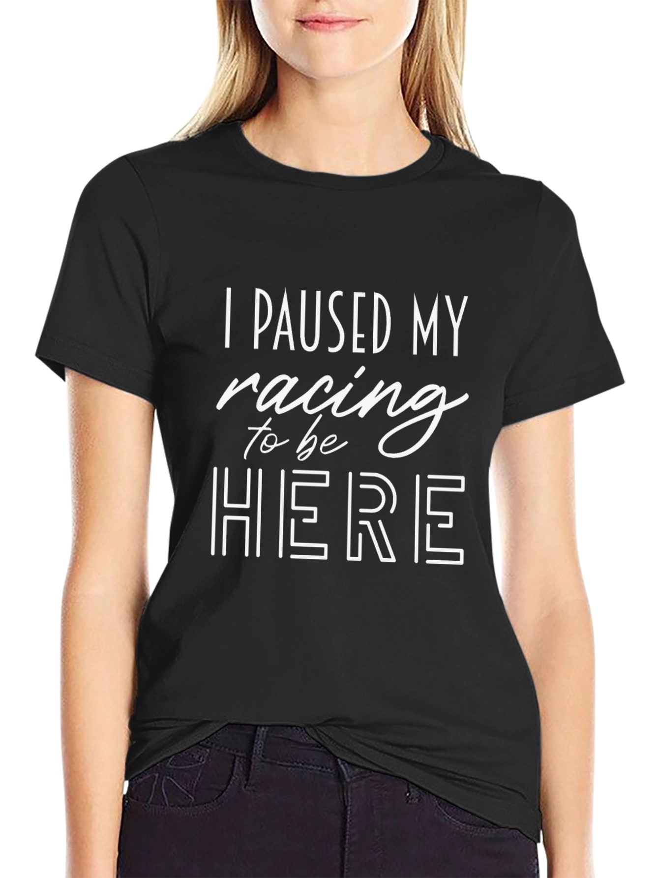 Paused My Racing Graphic Tee - Black Cotton T-Shirt