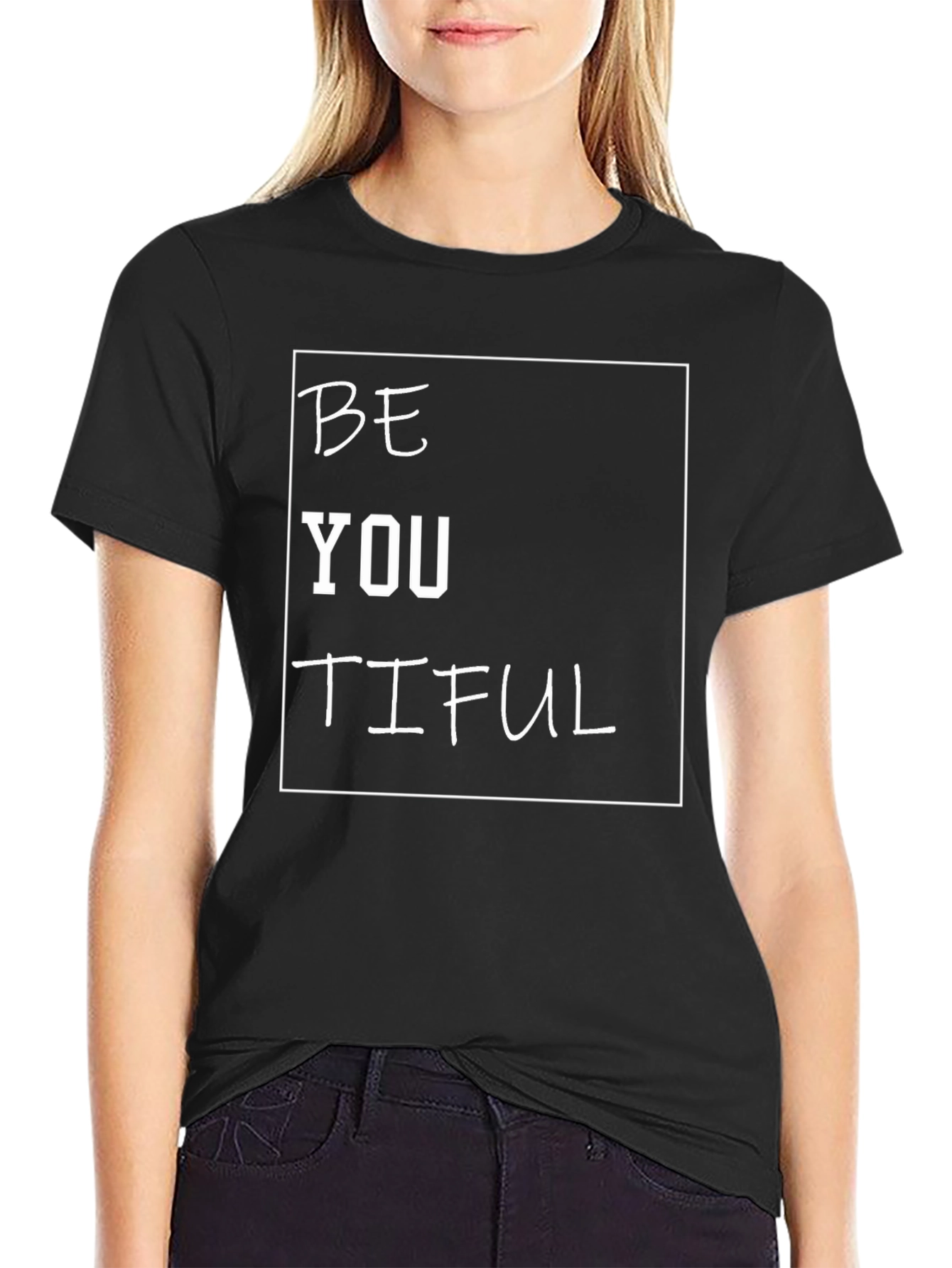Be YOU TIFUL Black Graphic T-Shirt
