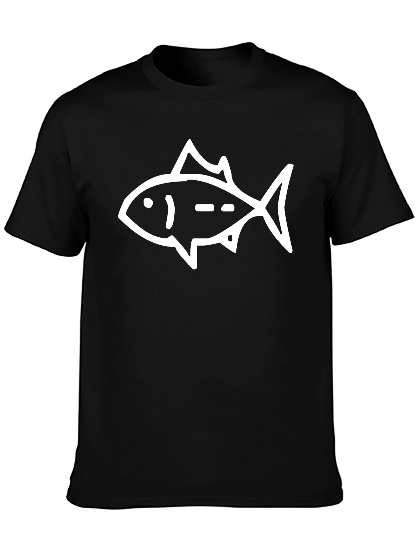 Black T-Shirt with Fish Graphic