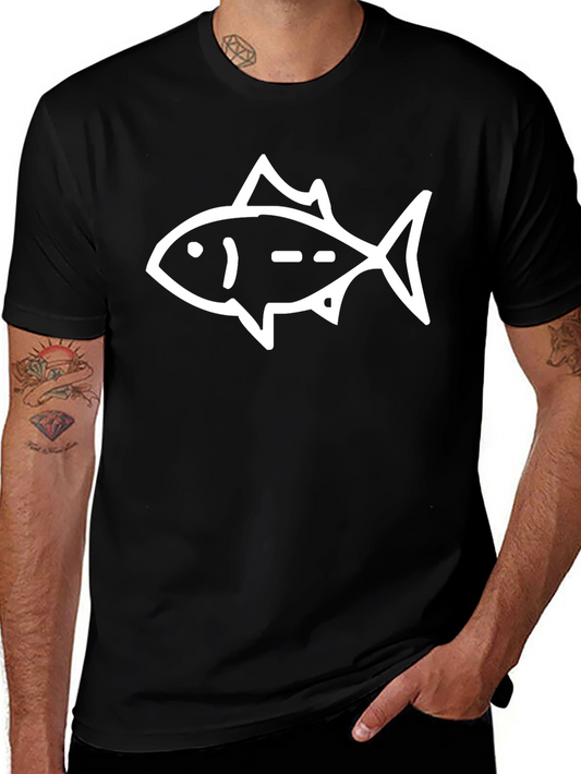 Black T-Shirt with Fish Graphic