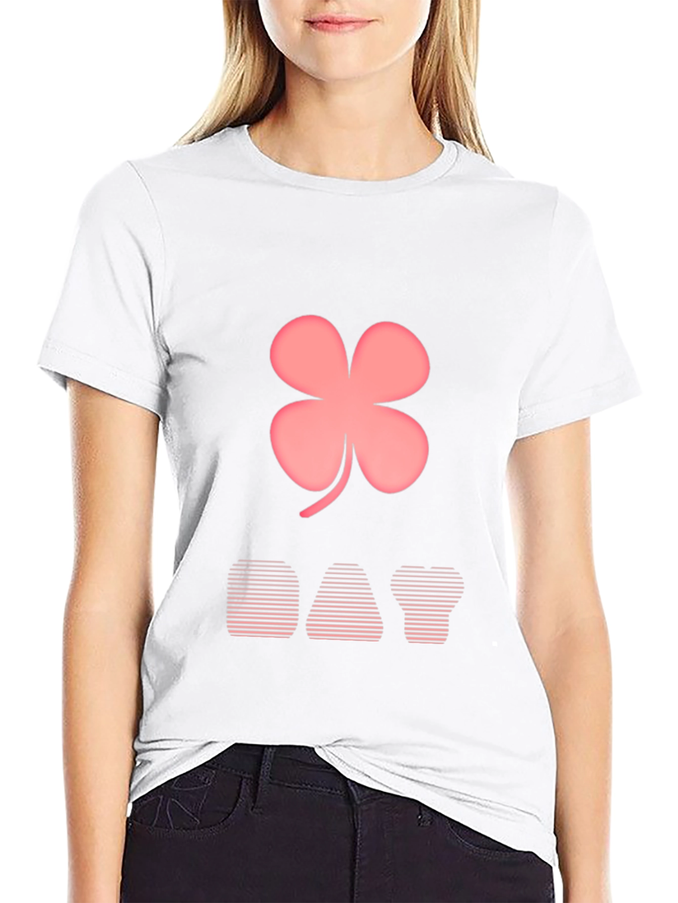 Lucky Day T-Shirt: Pink Clover Design
