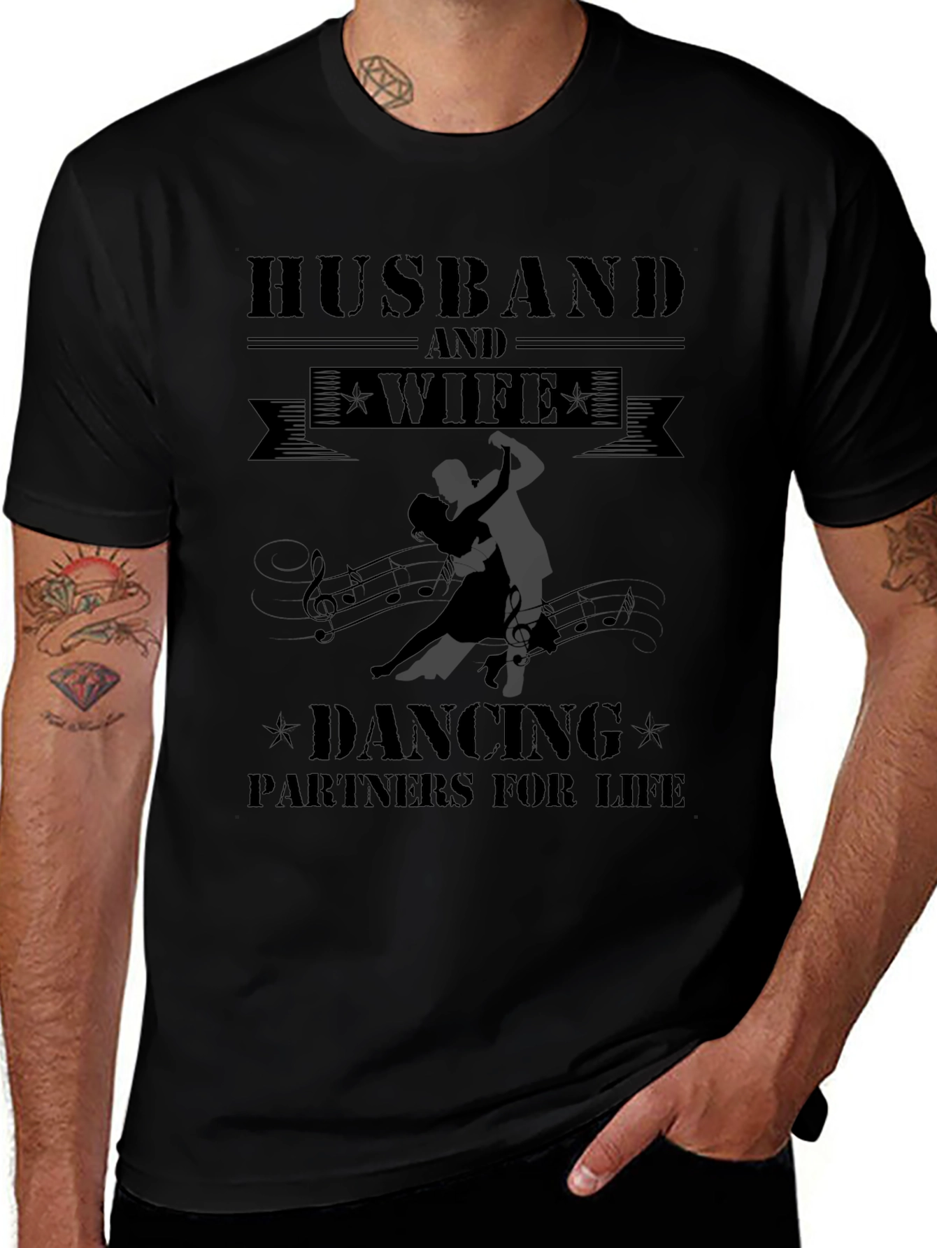 Husband & Wife Dancing Partners Black T-Shirt