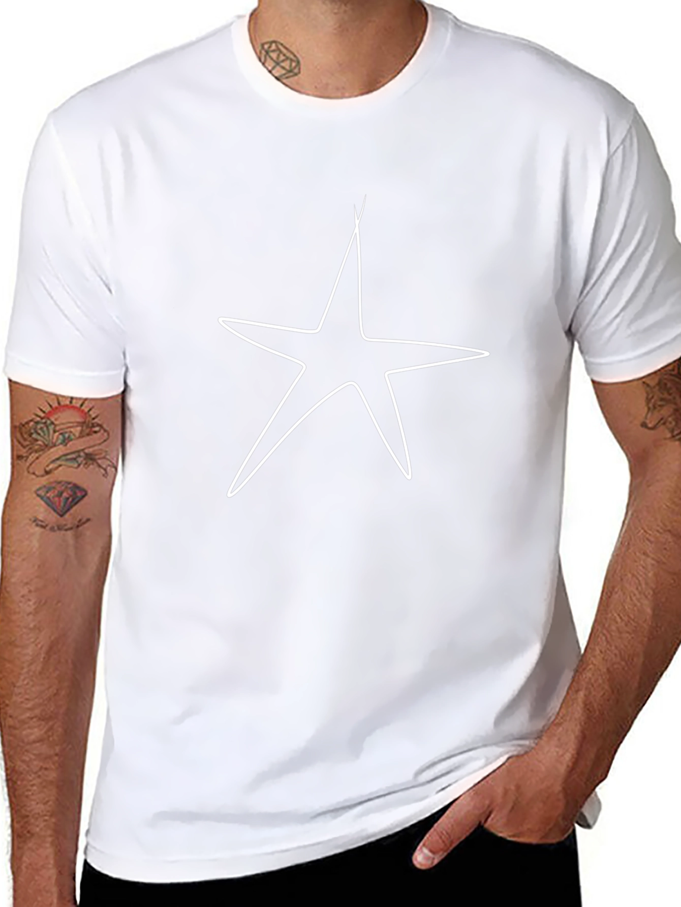 Star Outline Graphic Tee - Black