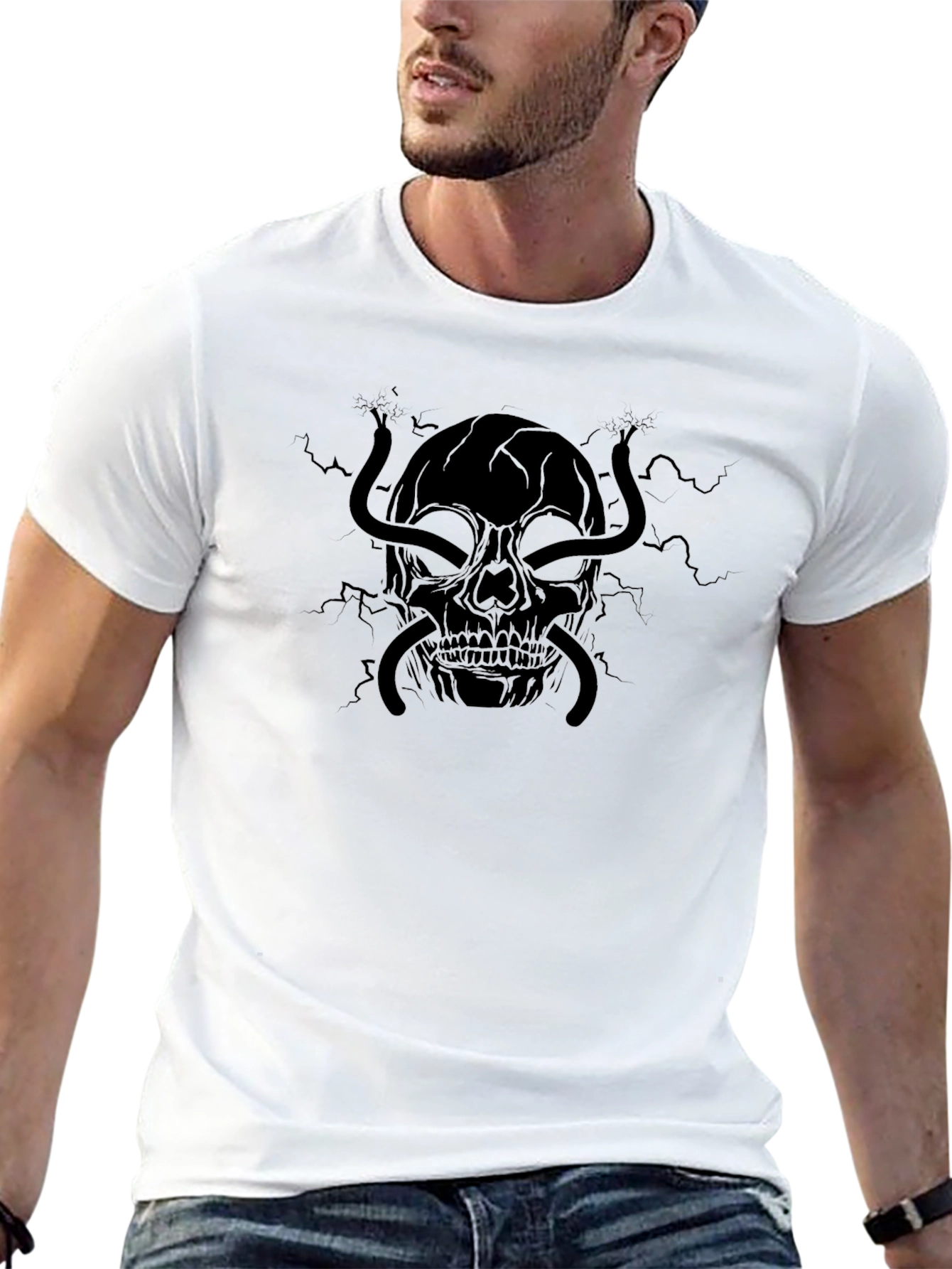 Skull & Snake Graphic Tee - Mens Black T-Shirt