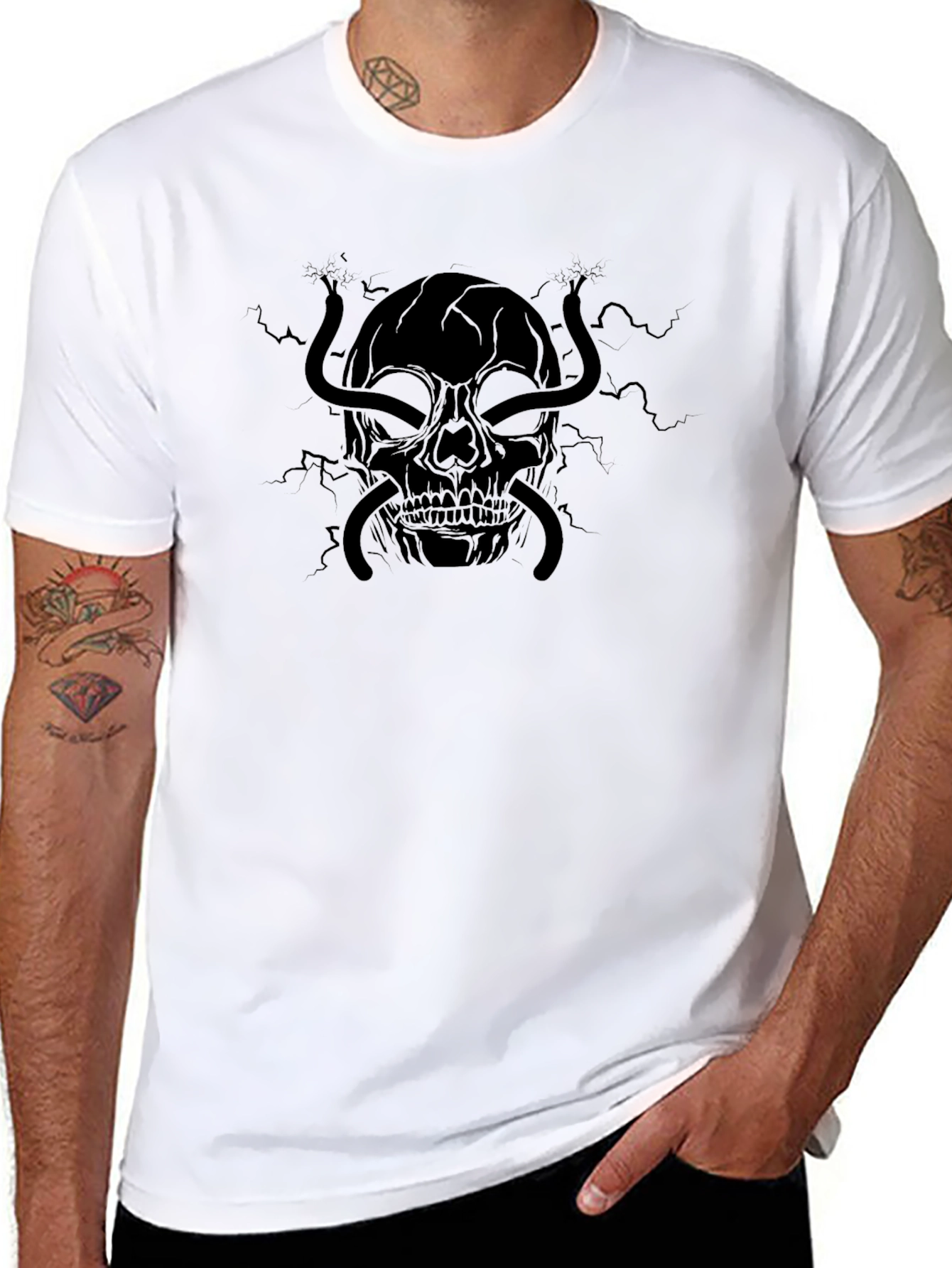 Skull & Snake Graphic Tee - Mens Black T-Shirt